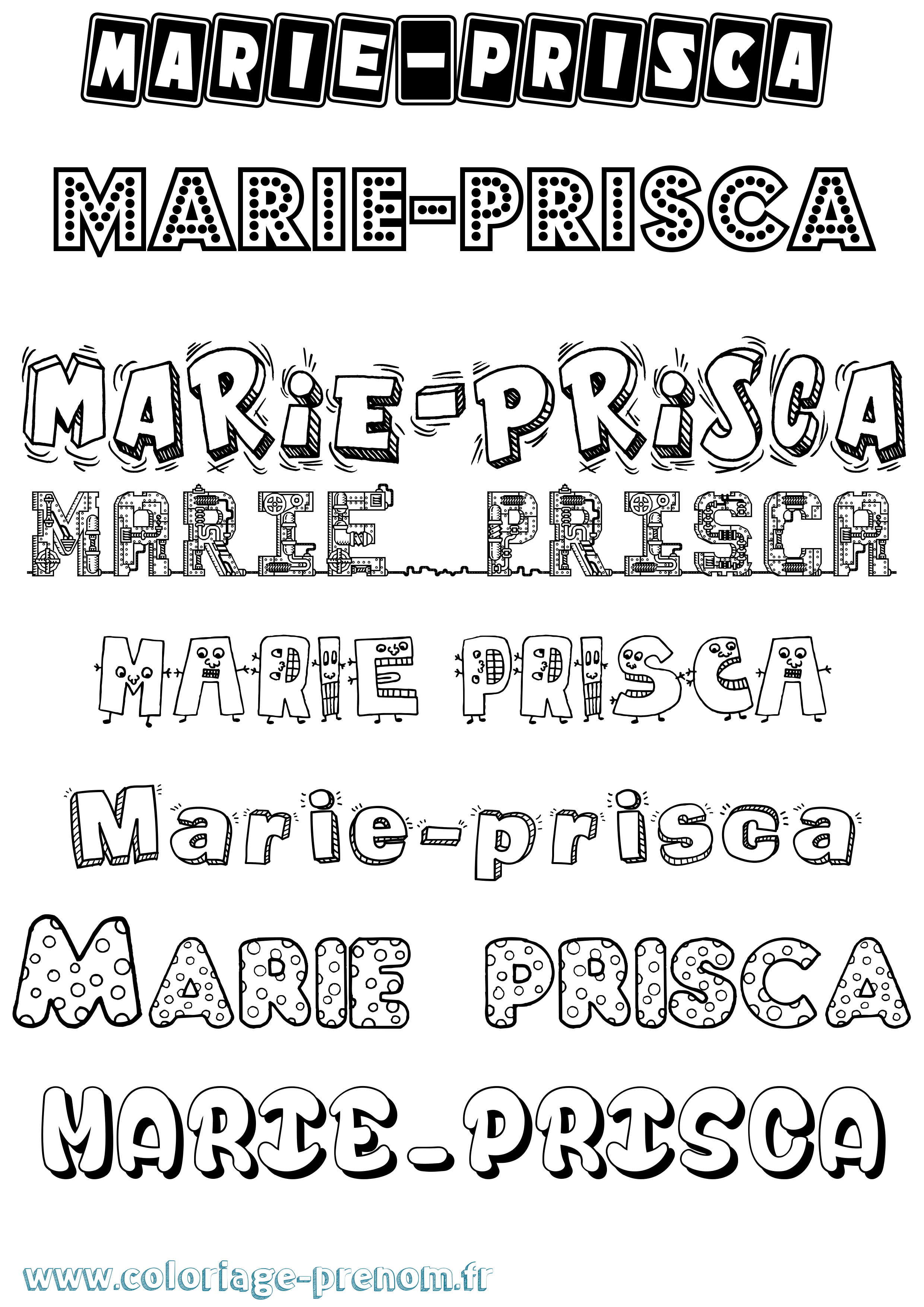 Coloriage Marie-Prisca Fun Coloriage prénom Marie-Prisca Fun