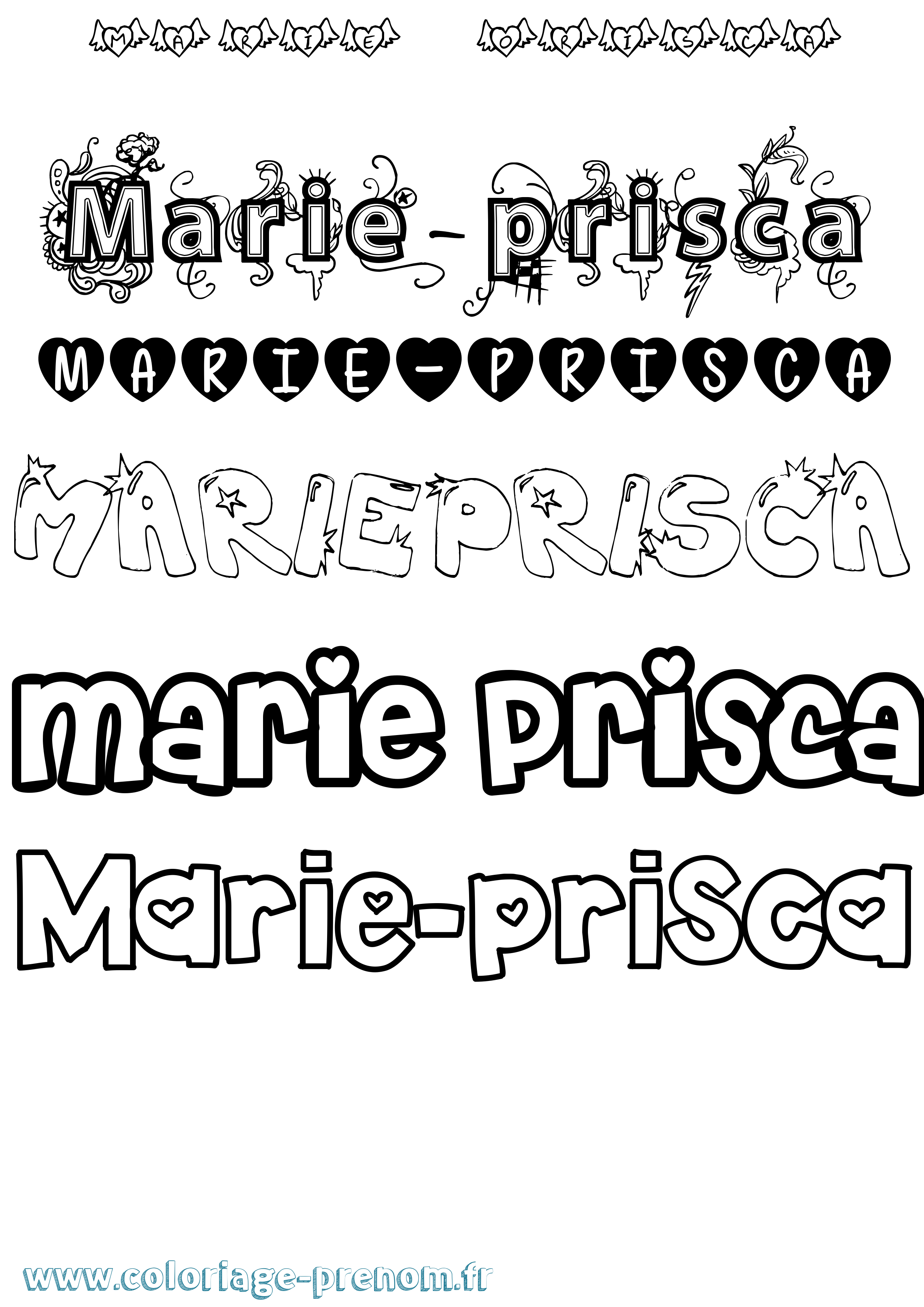 Coloriage Marie-Prisca Girly Coloriage prénom Marie-Prisca Girly