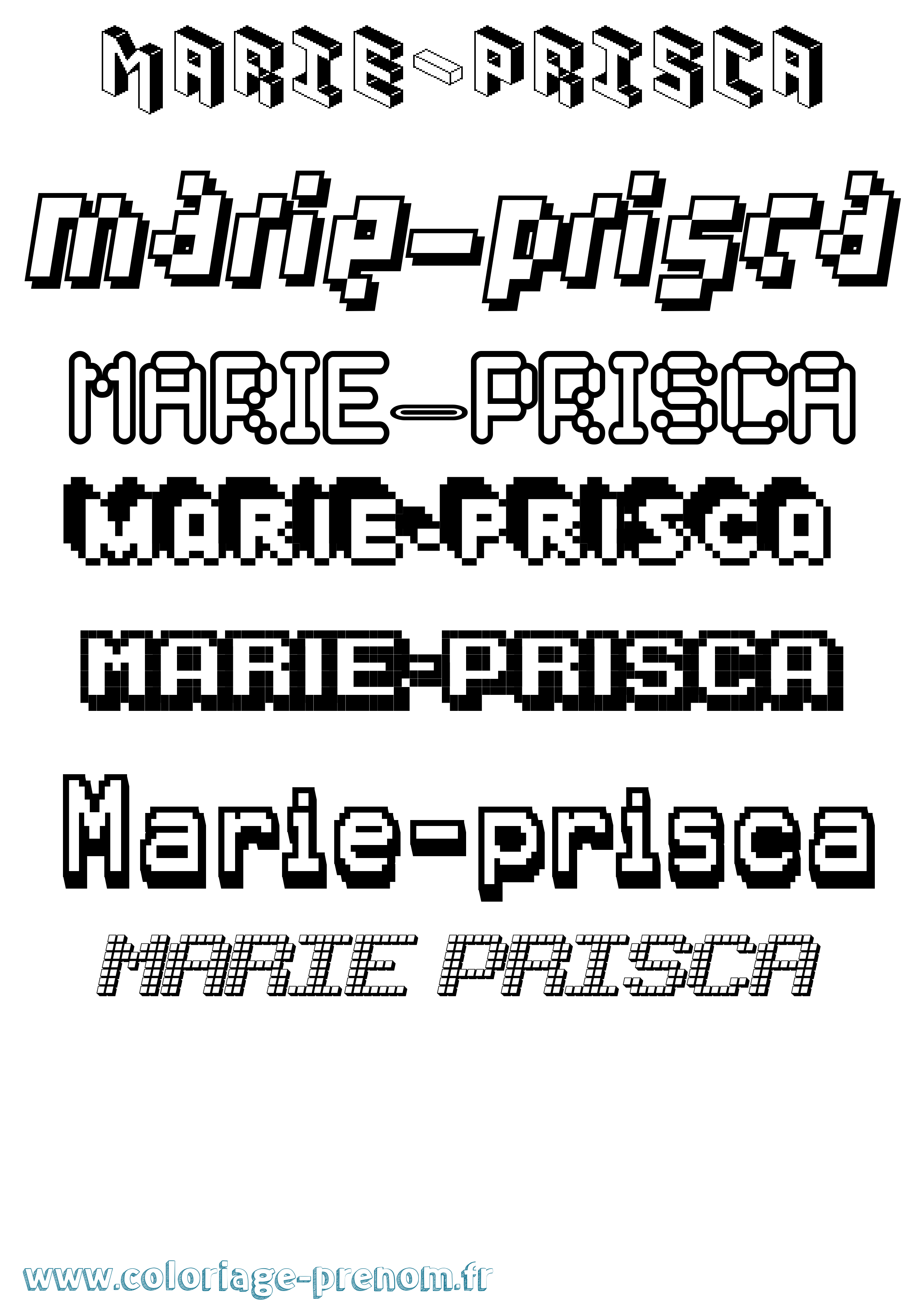 Coloriage Marie-Prisca Pixel Coloriage prénom Marie-Prisca Pixel