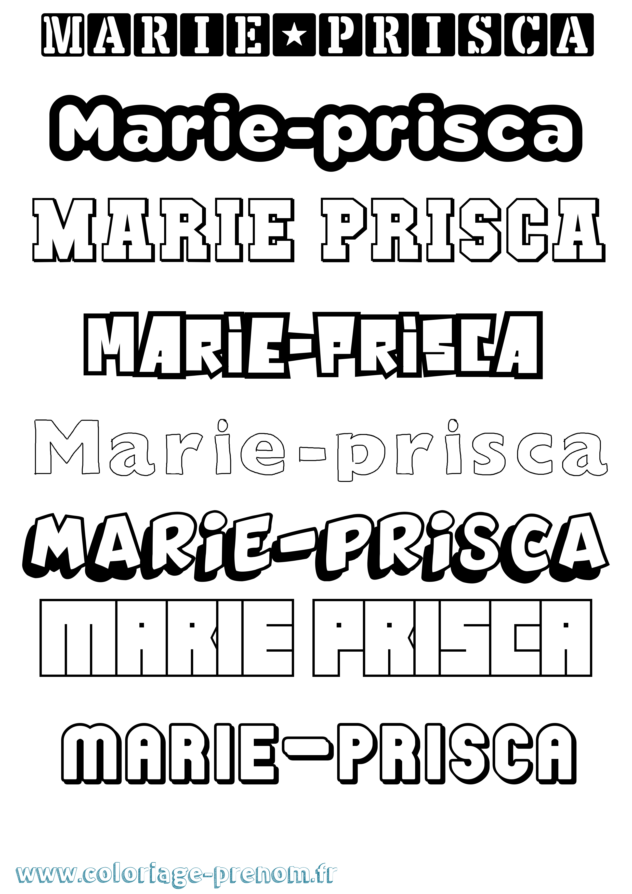 Coloriage Marie-Prisca Simple Coloriage prénom Marie-Prisca Simple