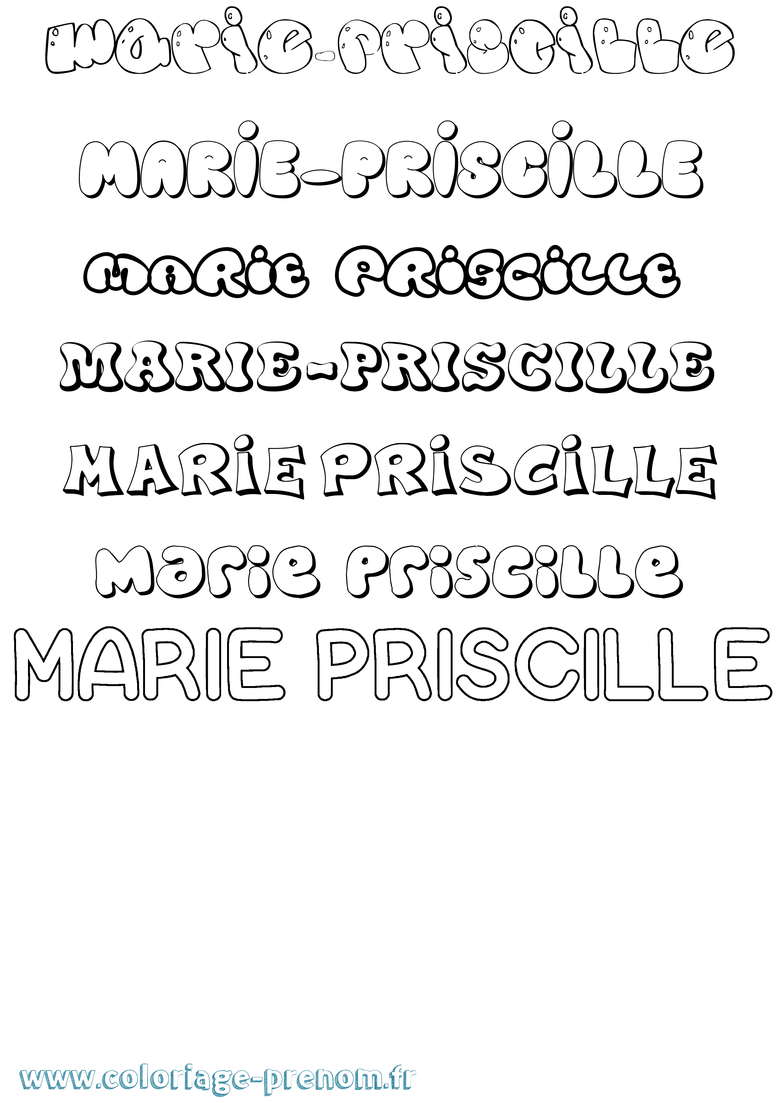 Coloriage Marie-Priscille Bubble Coloriage prénom Marie-Priscille Bubble