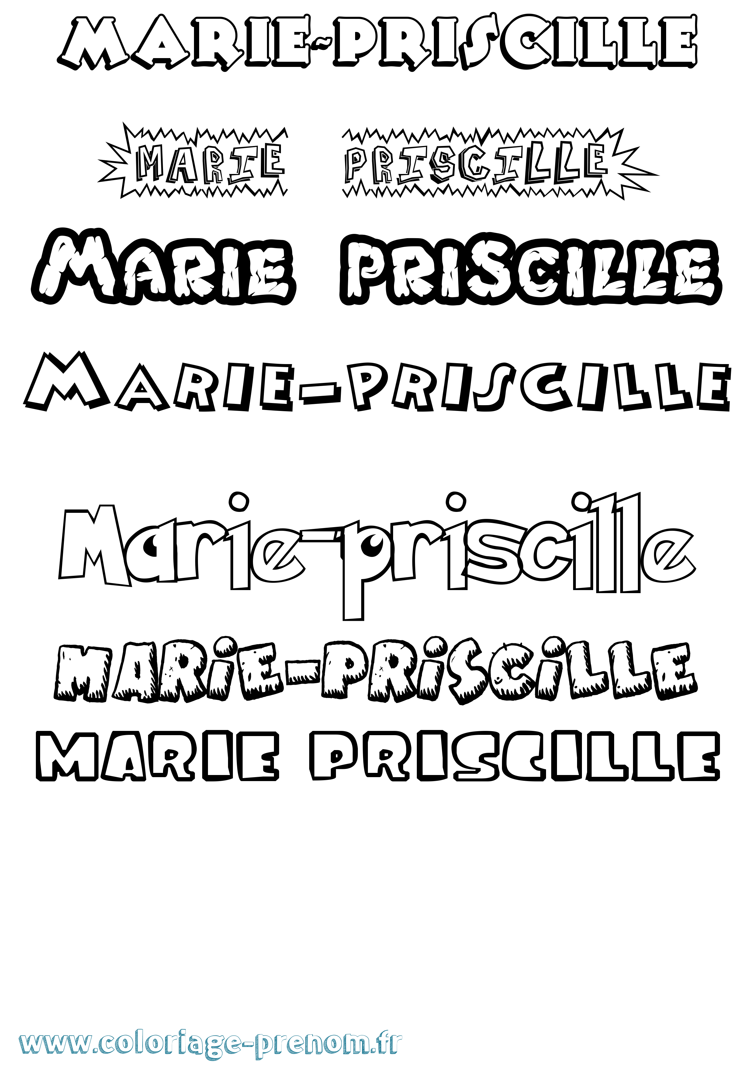 Coloriage Marie-Priscille Dessin Animé Coloriage prénom Marie-Priscille Dessin Animé