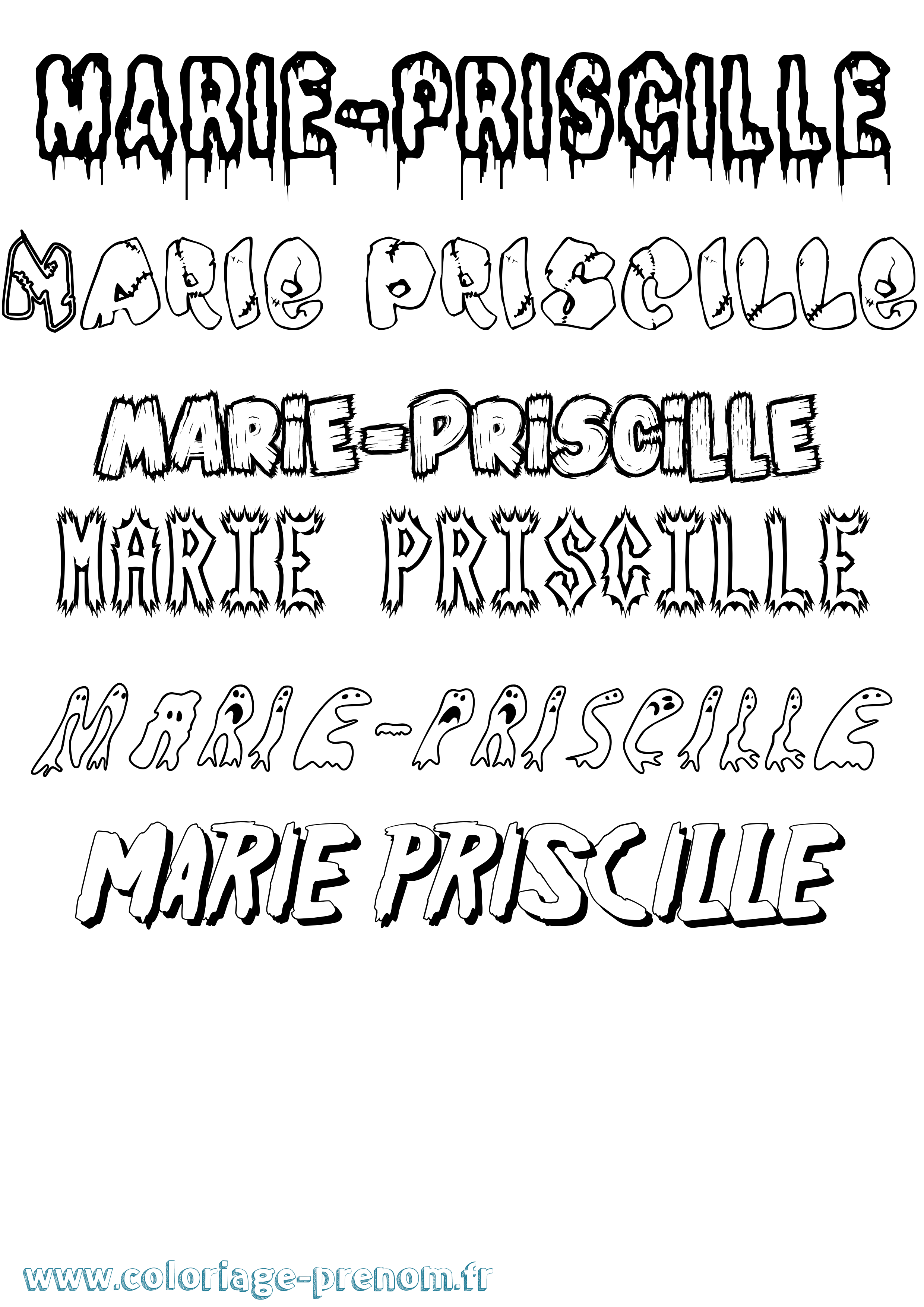 Coloriage Marie-Priscille Frisson Coloriage prénom Marie-Priscille Frisson