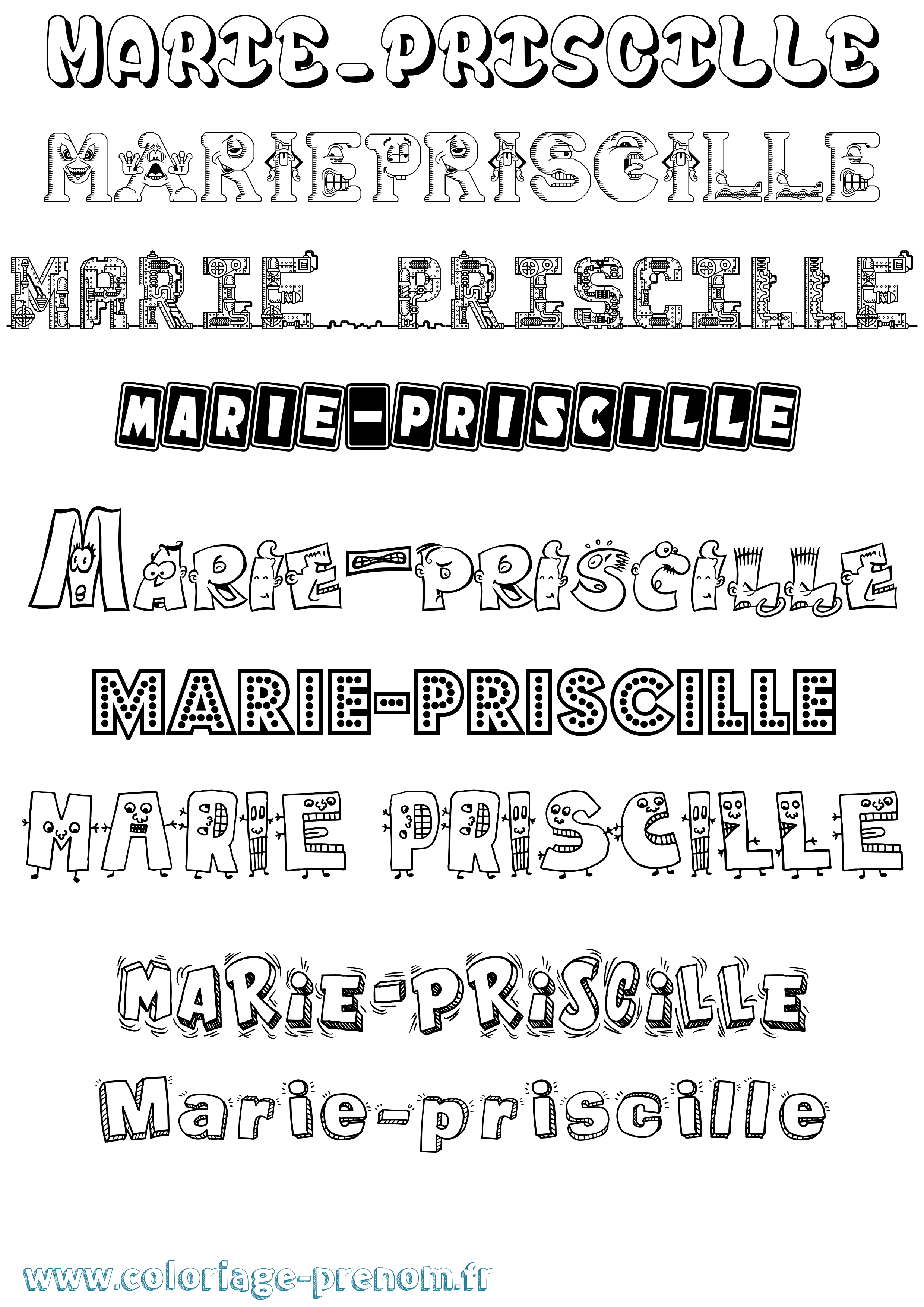 Coloriage Marie-Priscille Fun Coloriage prénom Marie-Priscille Fun