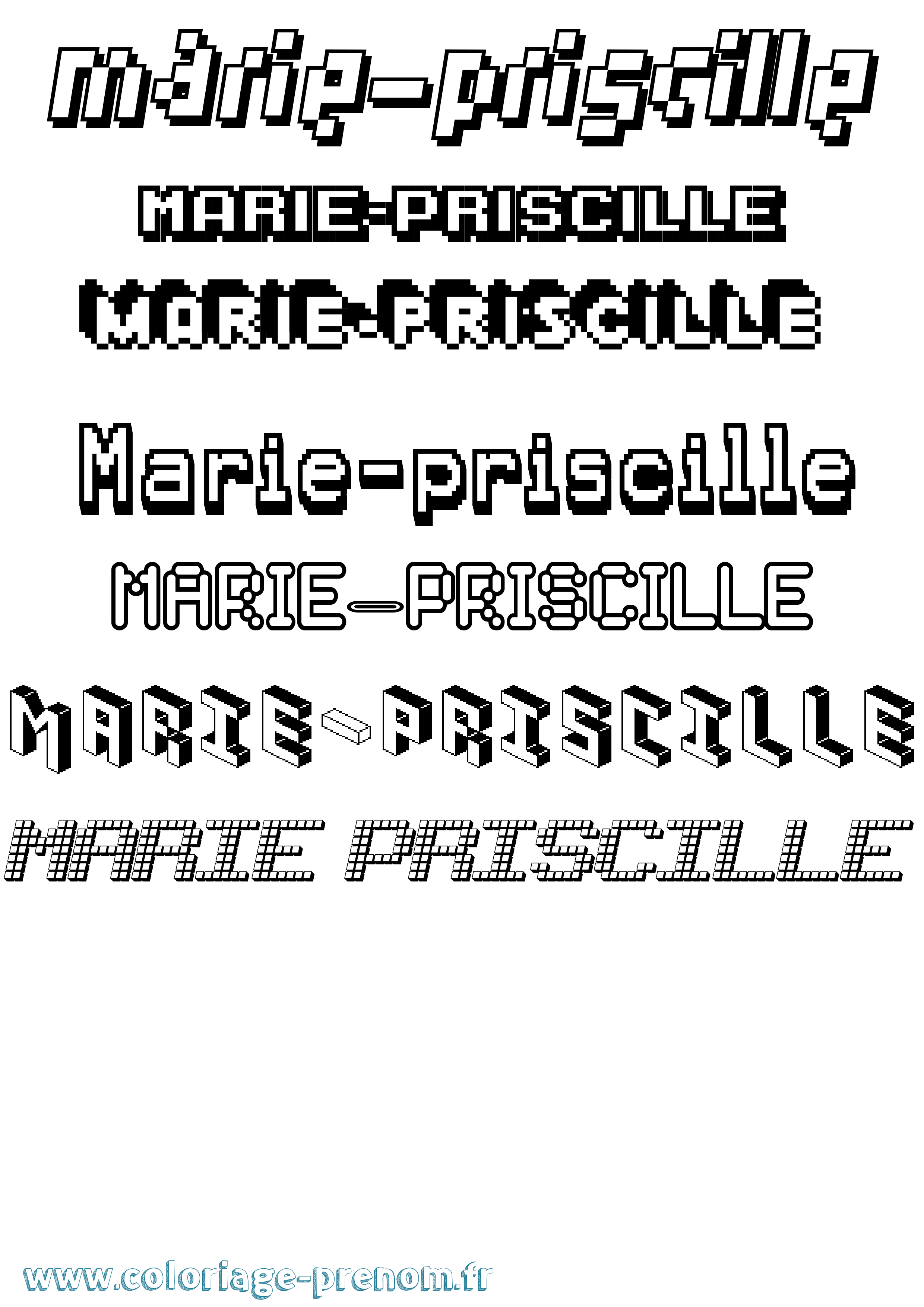 Coloriage Marie-Priscille Pixel Coloriage prénom Marie-Priscille Pixel