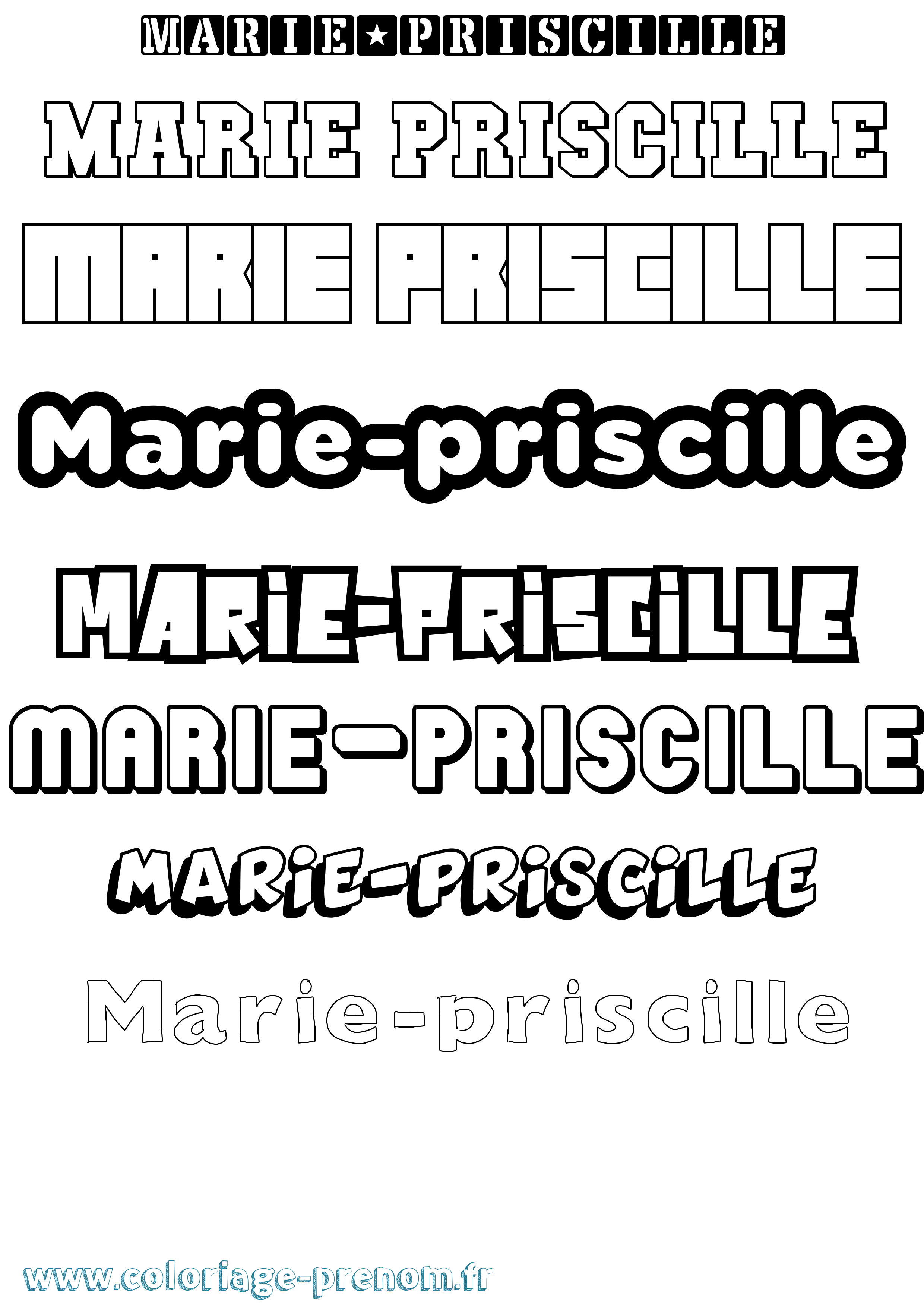 Coloriage Marie-Priscille Simple Coloriage prénom Marie-Priscille Simple