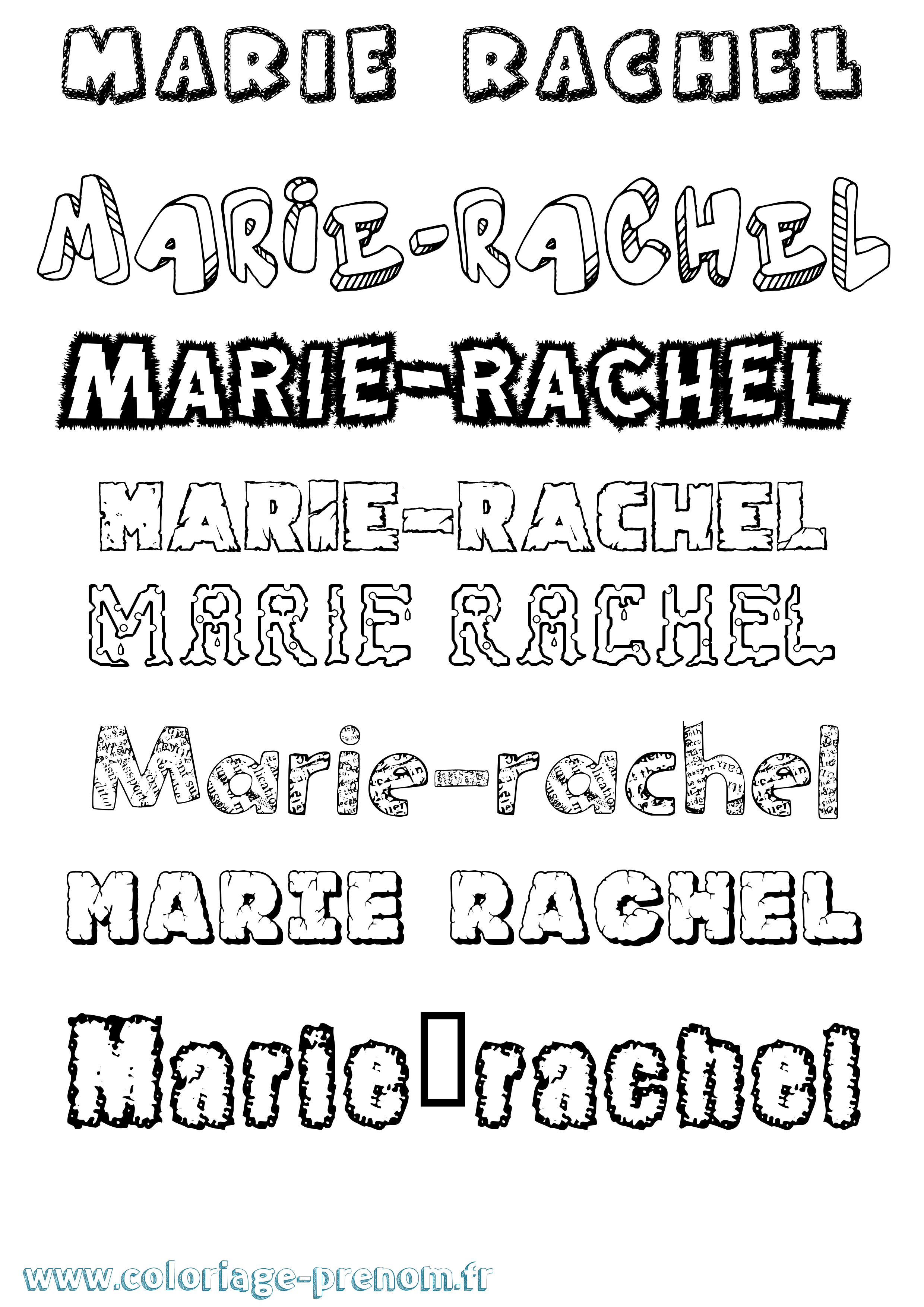 Coloriage Marie-Rachel Destructuré Coloriage prénom Marie-Rachel Destructuré