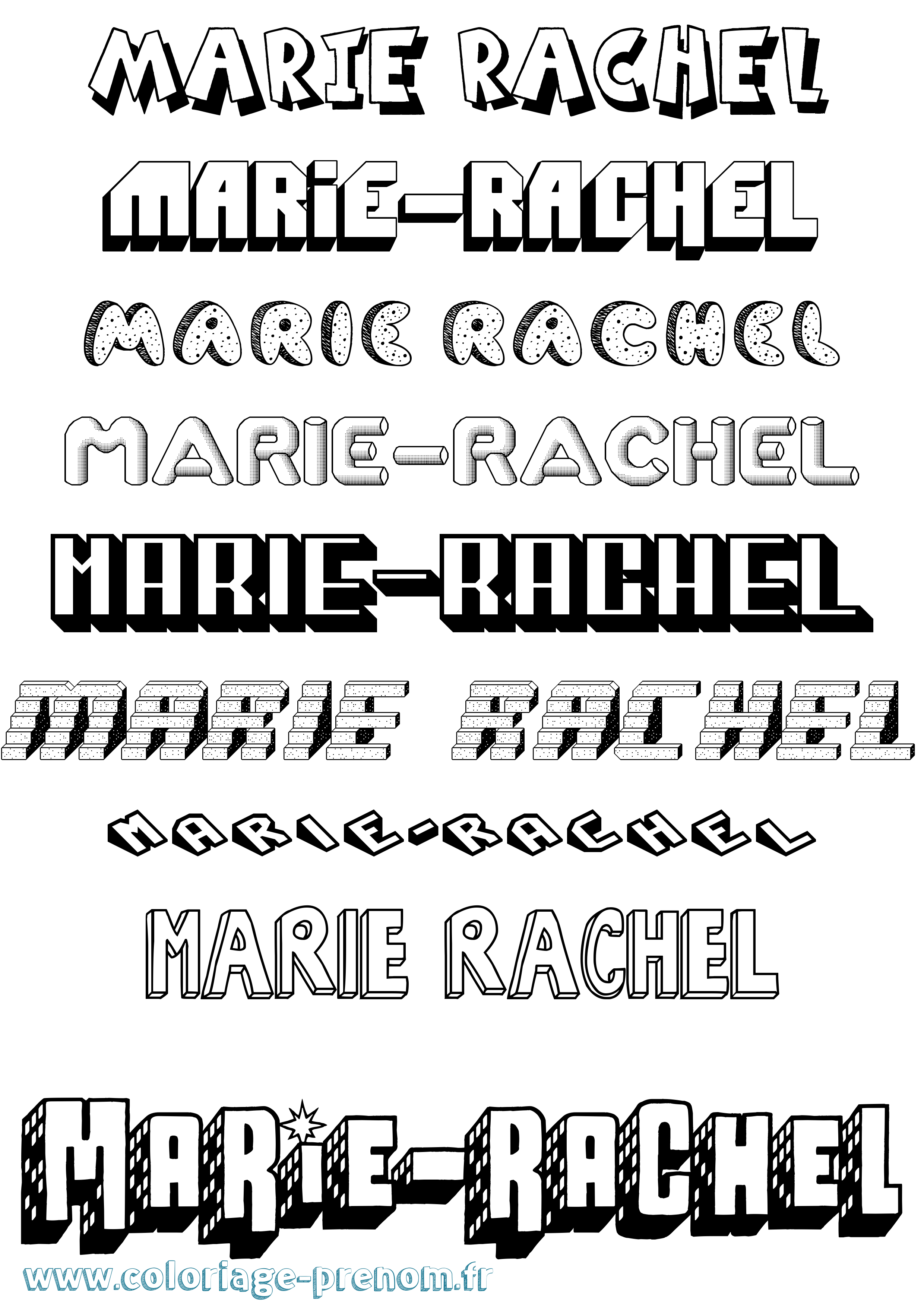 Coloriage Marie-Rachel Effet 3D Coloriage prénom Marie-Rachel Effet 3D