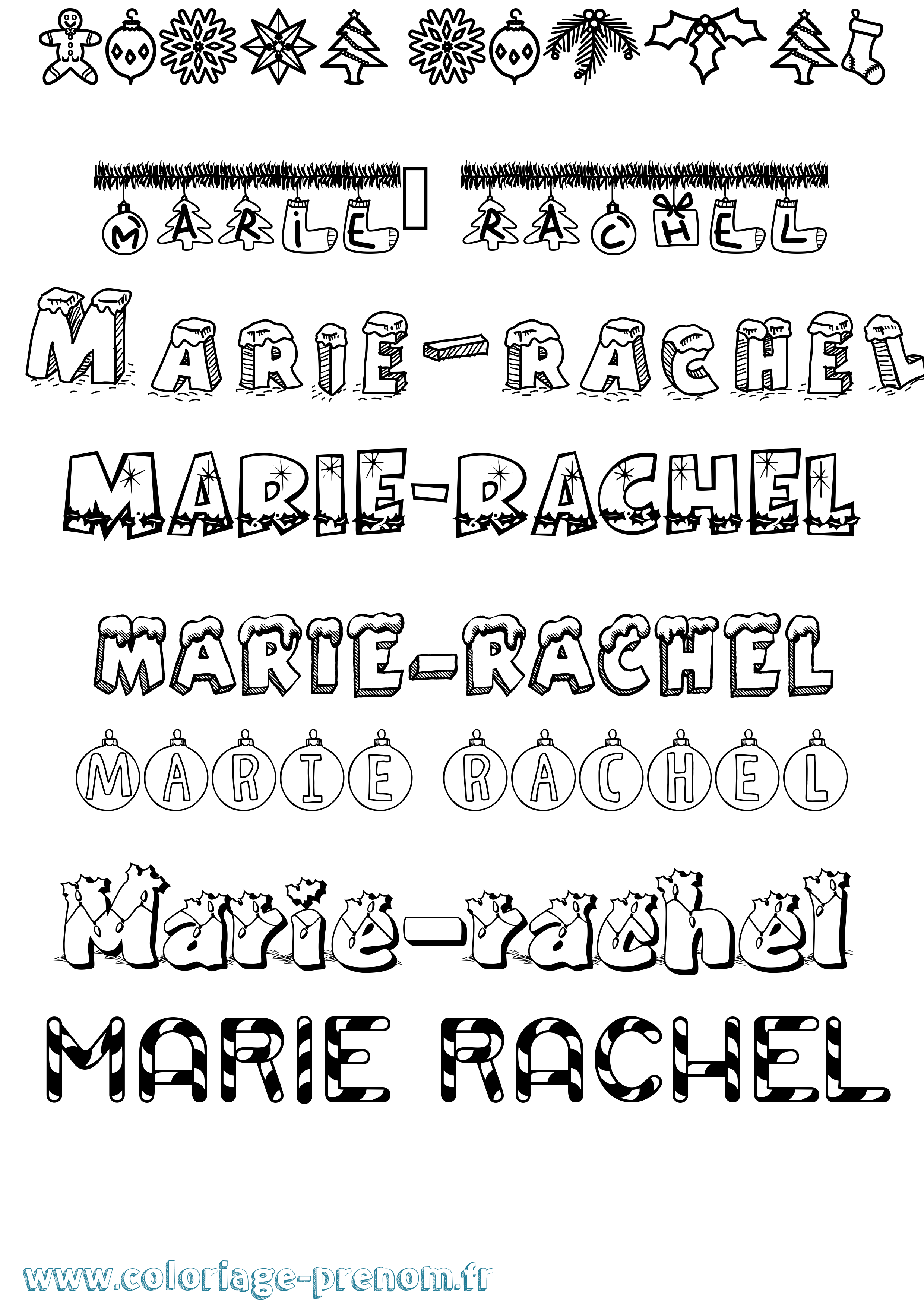 Coloriage Marie-Rachel Noël Coloriage prénom Marie-Rachel Noël