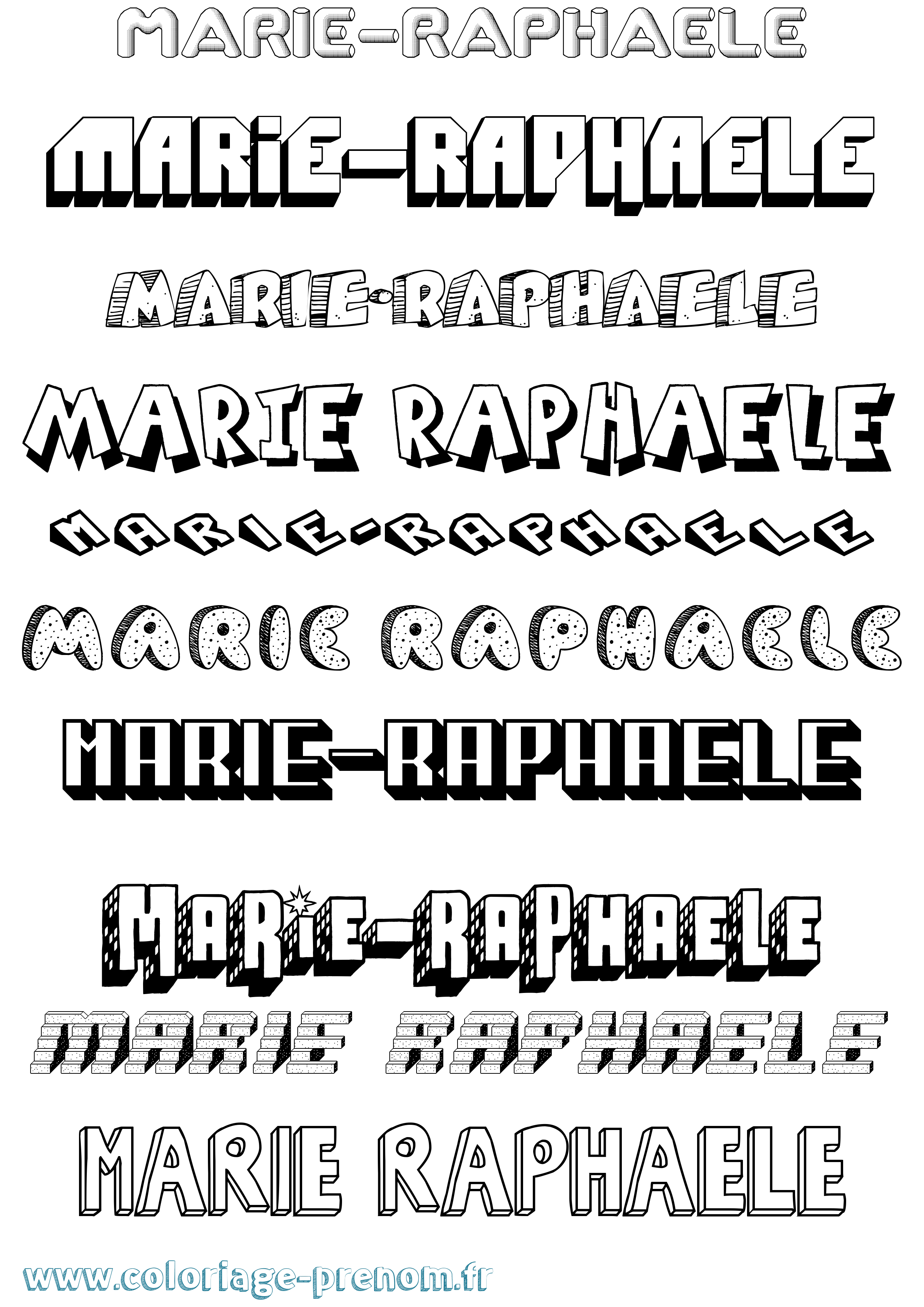 Coloriage Marie-Raphaele Effet 3D Coloriage prénom Marie-Raphaele Effet 3D