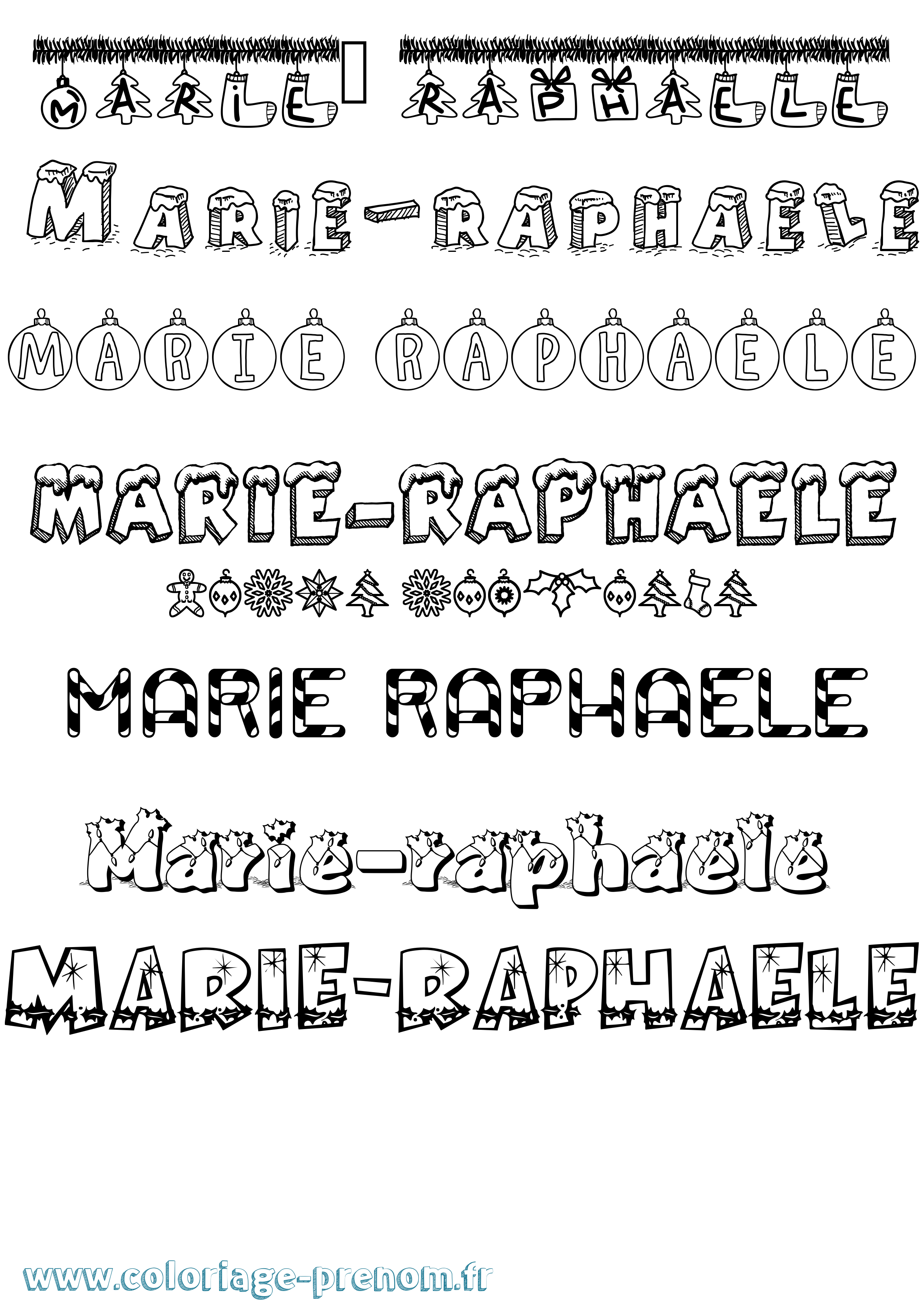 Coloriage Marie-Raphaele Noël Coloriage prénom Marie-Raphaele Noël