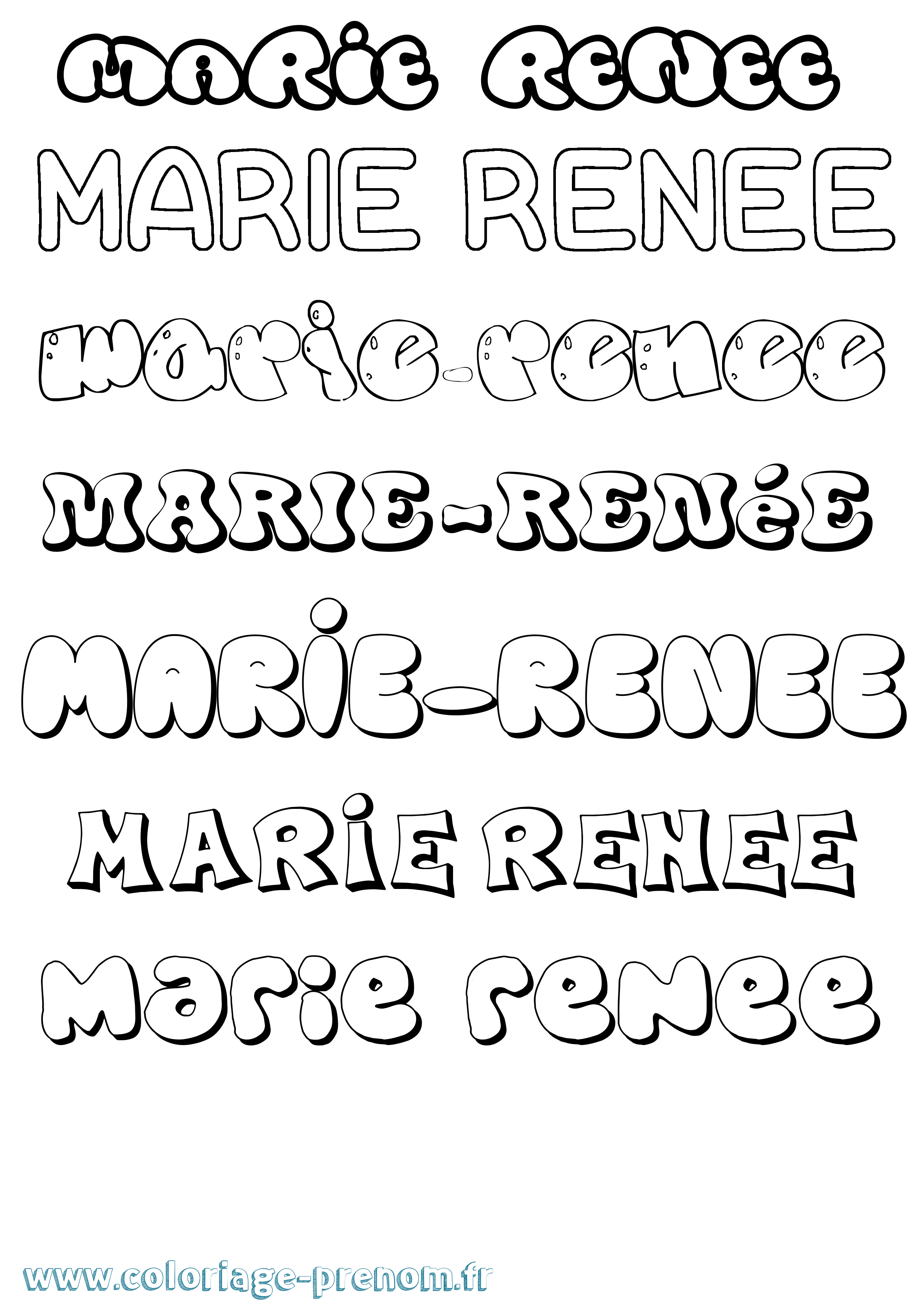 Coloriage Marie-Renée Bubble Coloriage prénom Marie-Renée Bubble
