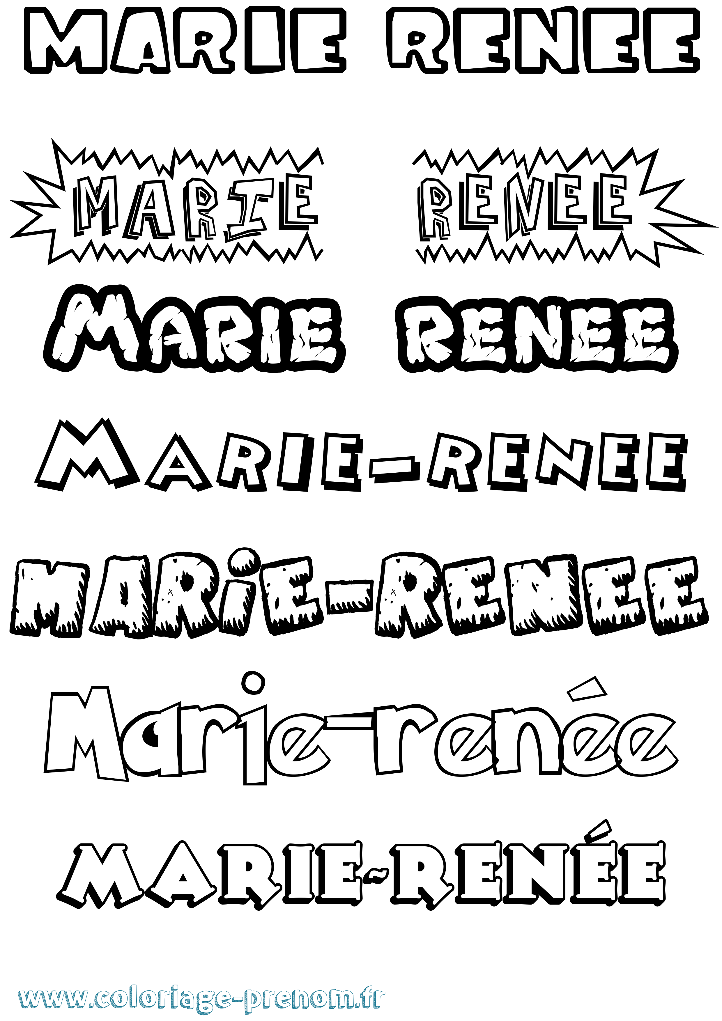 Coloriage Marie-Renée Dessin Animé Coloriage prénom Marie-Renée Dessin Animé