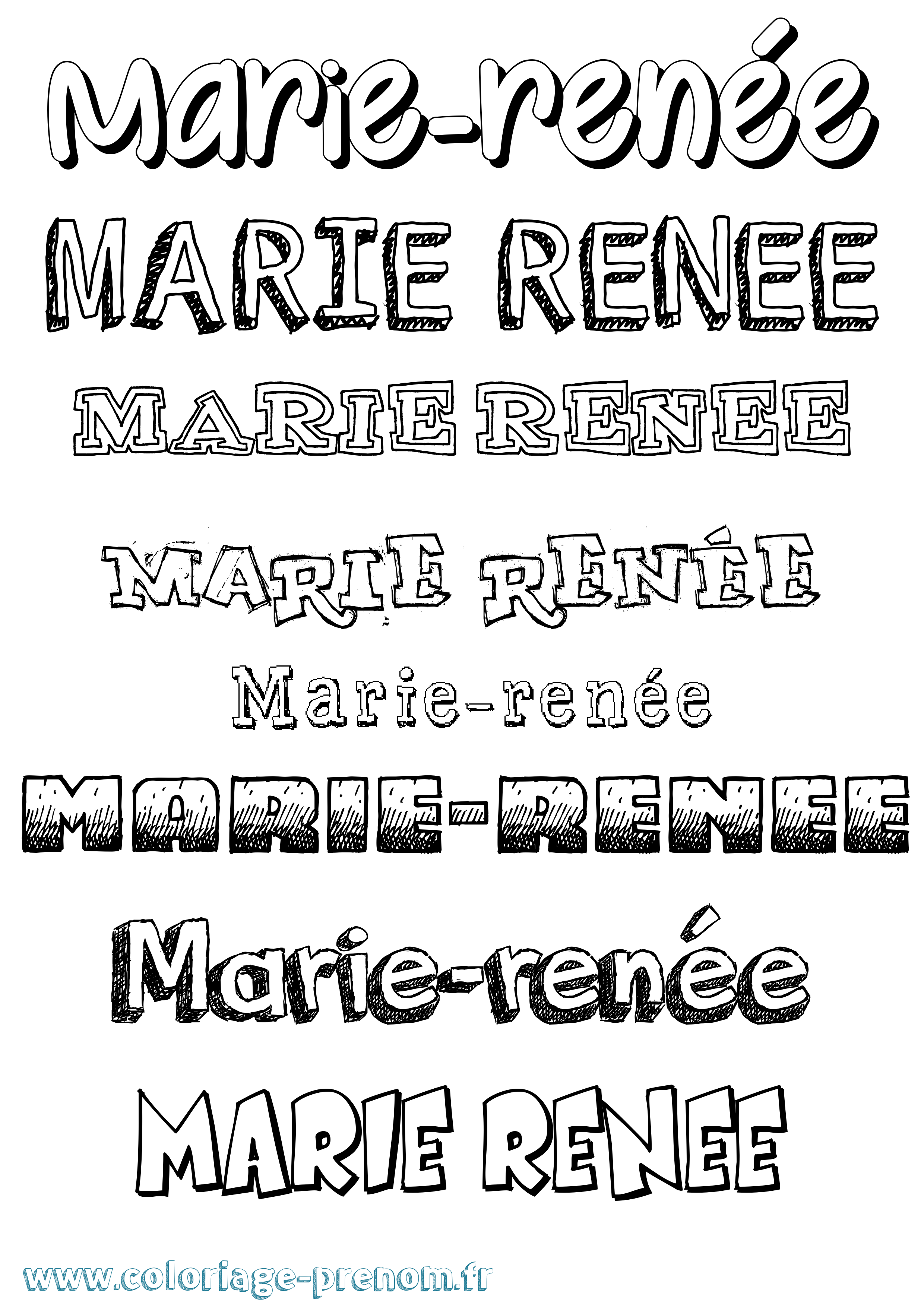 Coloriage Marie-Renée Dessiné Coloriage prénom Marie-Renée Dessiné