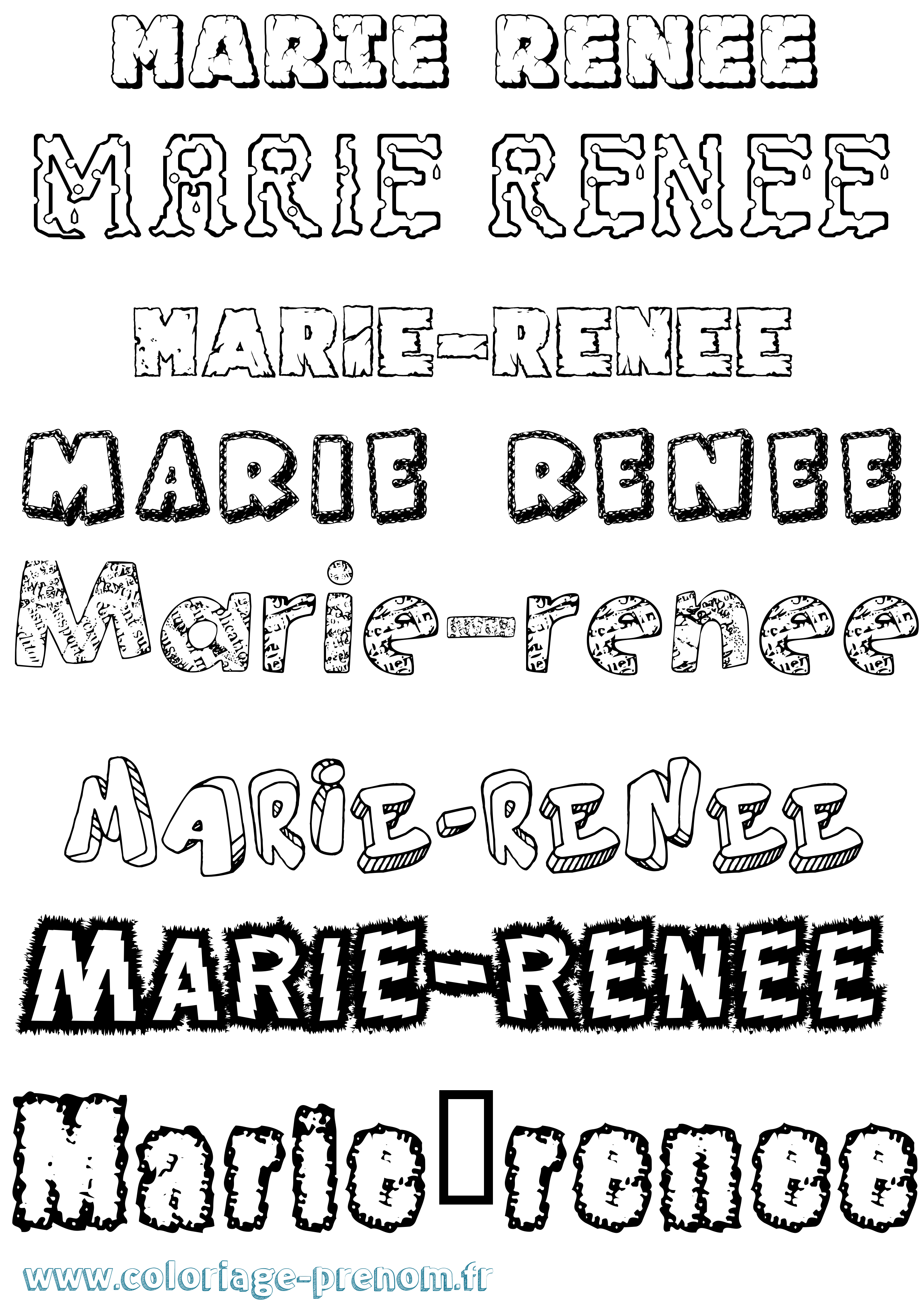 Coloriage Marie-Renée Destructuré Coloriage prénom Marie-Renée Destructuré