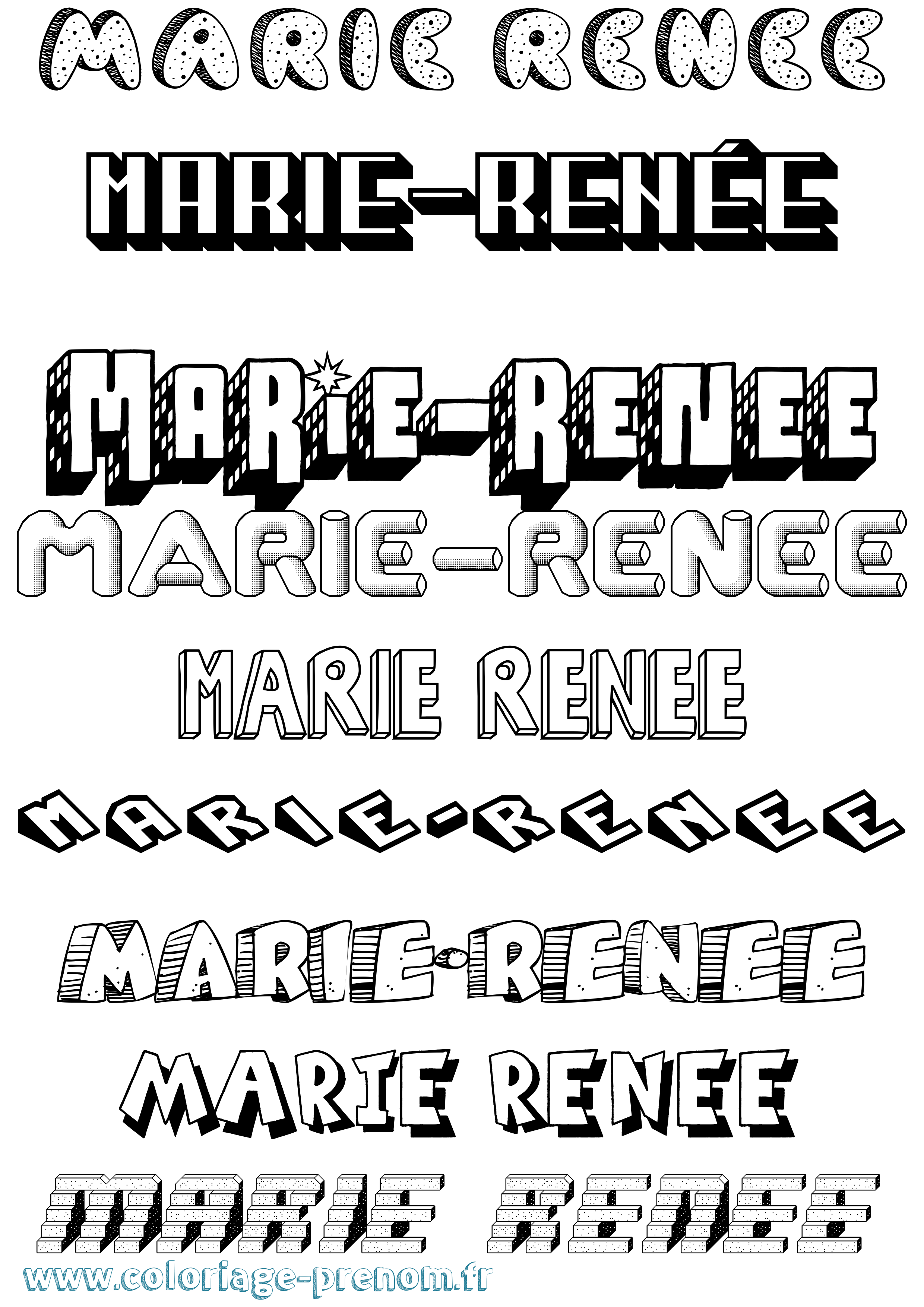 Coloriage Marie-Renée Effet 3D Coloriage prénom Marie-Renée Effet 3D