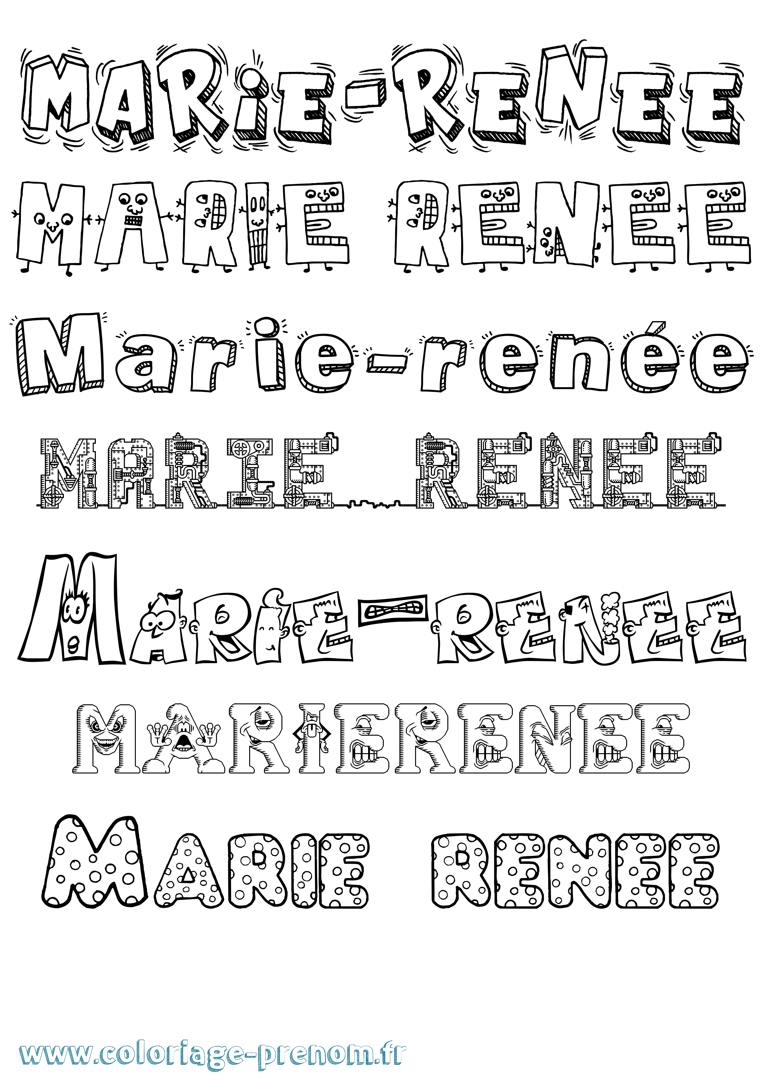 Coloriage Marie-Renée Fun Coloriage prénom Marie-Renée Fun