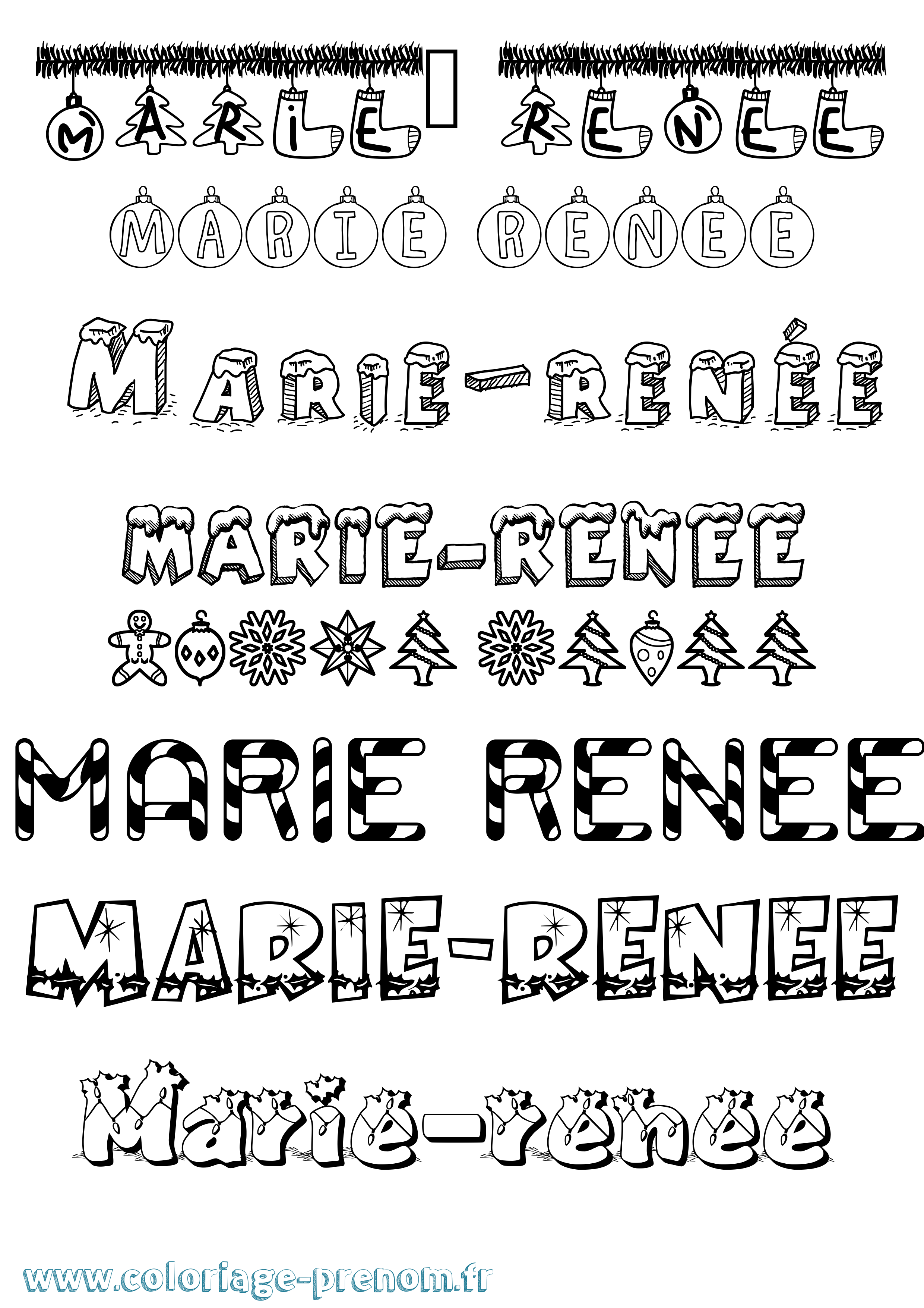 Coloriage Marie-Renée Noël Coloriage prénom Marie-Renée Noël