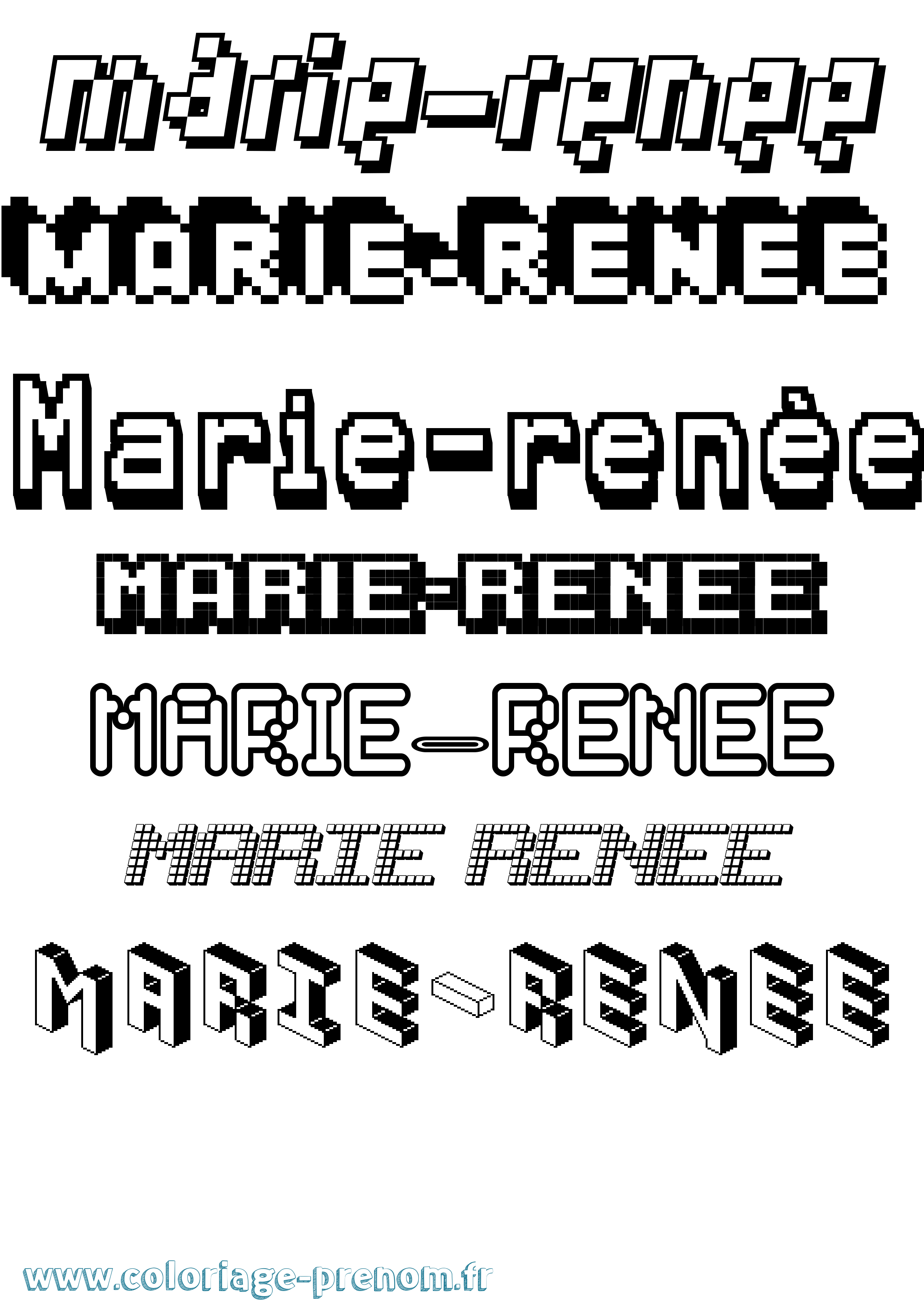 Coloriage Marie-Renée Pixel Coloriage prénom Marie-Renée Pixel