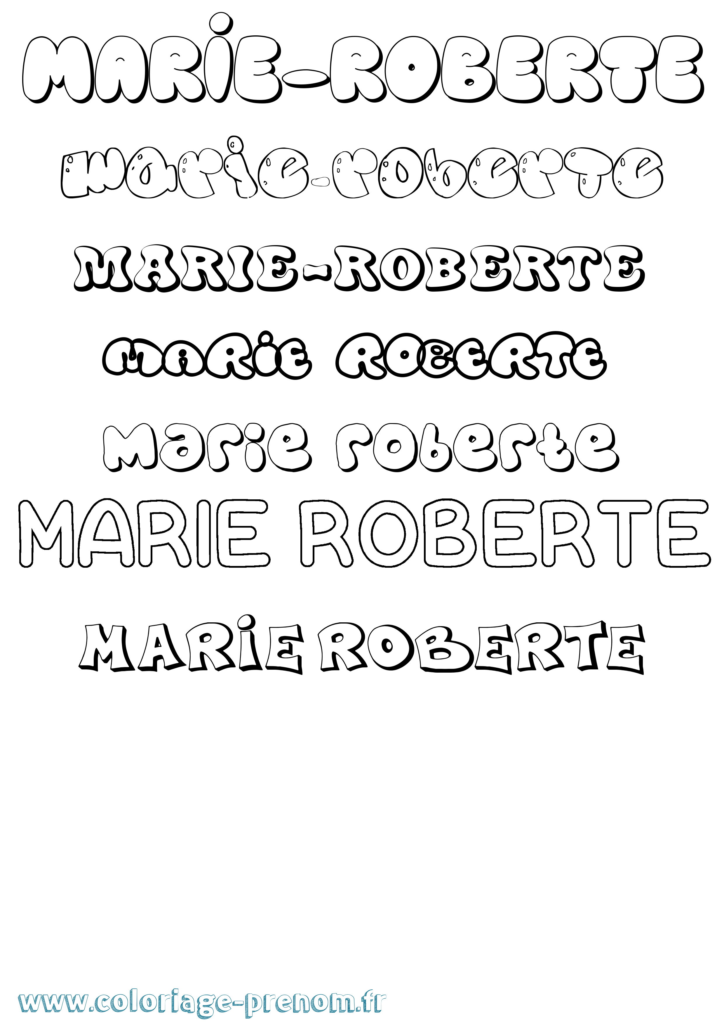 Coloriage Marie-Roberte Bubble Coloriage prénom Marie-Roberte Bubble