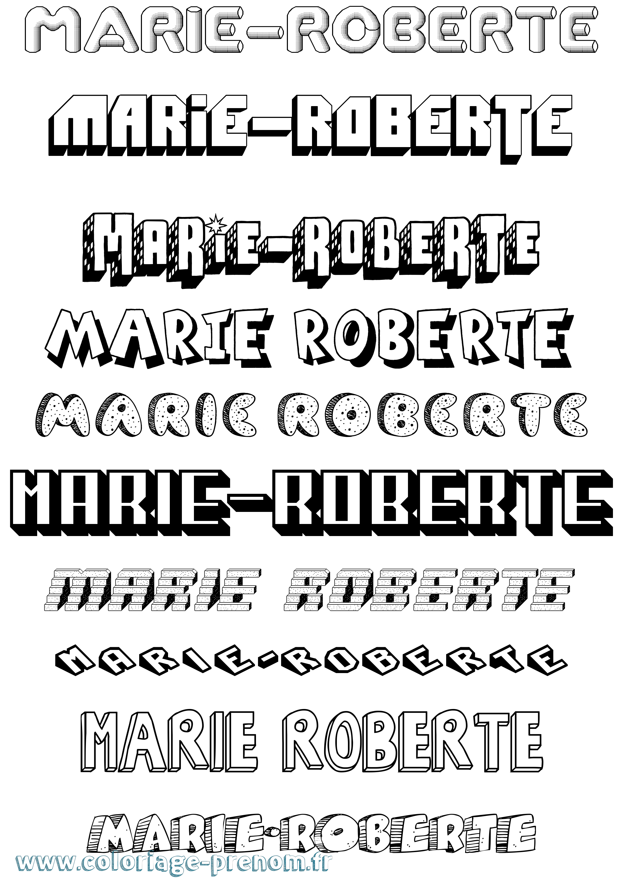 Coloriage Marie-Roberte Effet 3D Coloriage prénom Marie-Roberte Effet 3D