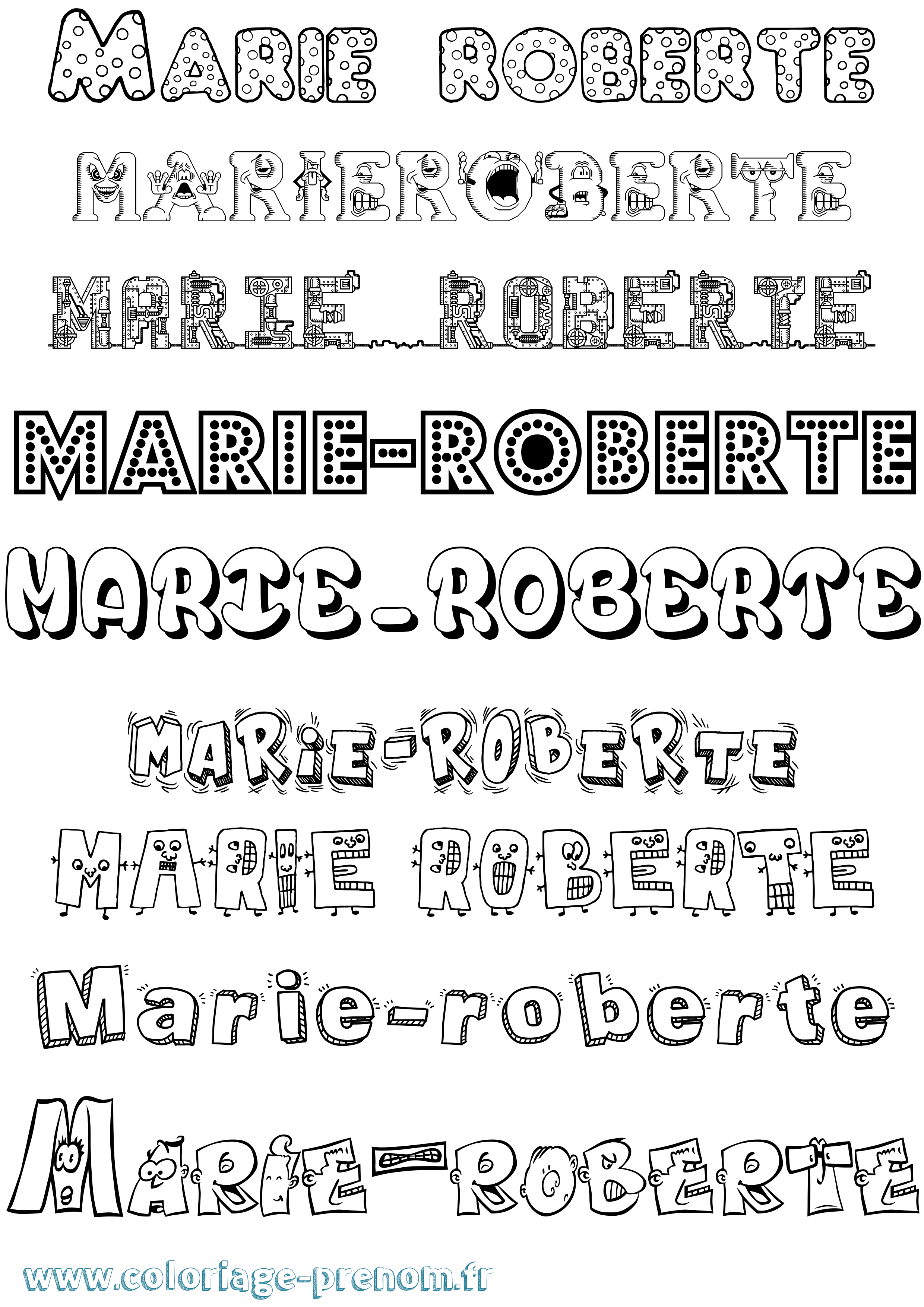 Coloriage Marie-Roberte Fun Coloriage prénom Marie-Roberte Fun