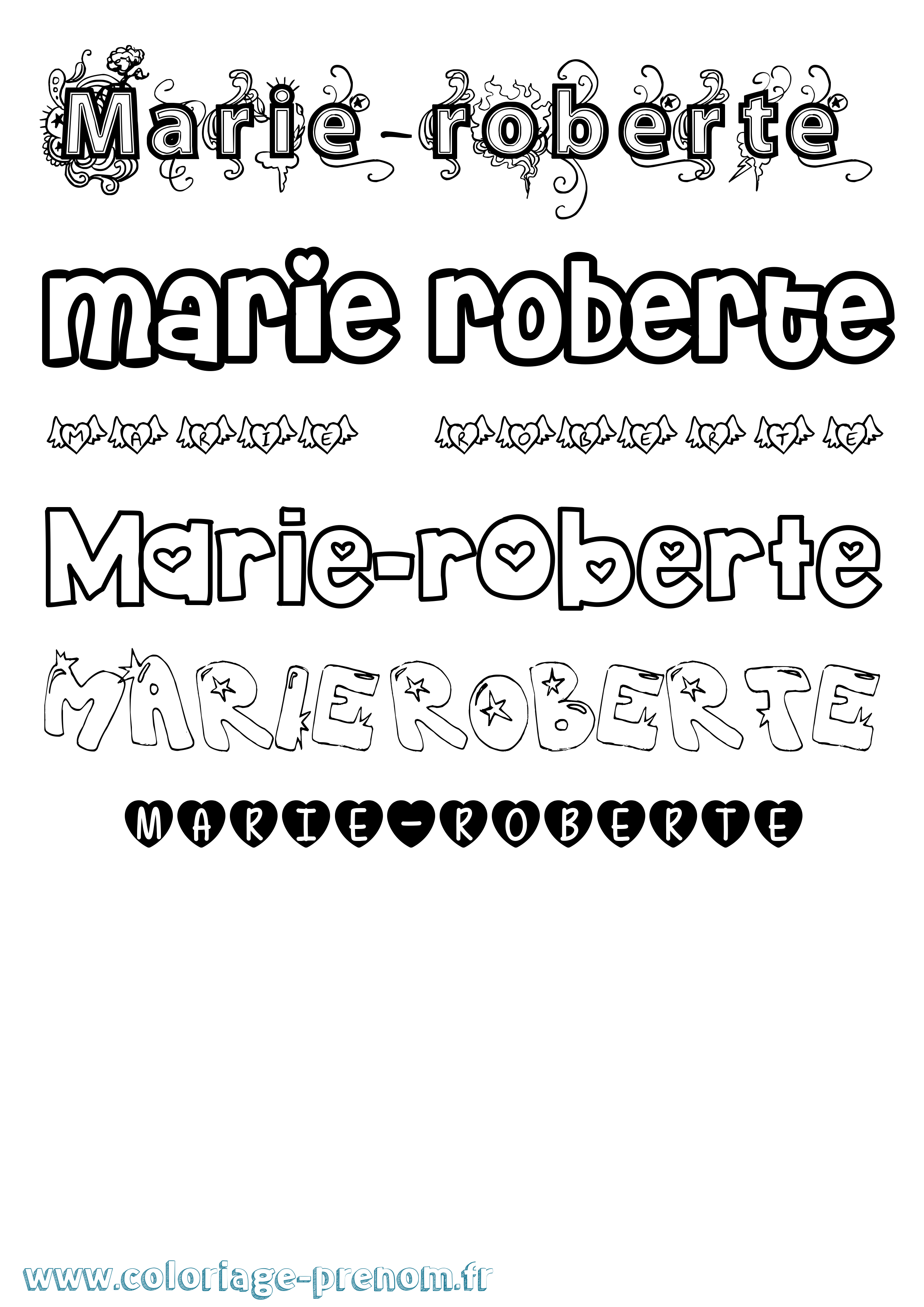 Coloriage Marie-Roberte Girly Coloriage prénom Marie-Roberte Girly