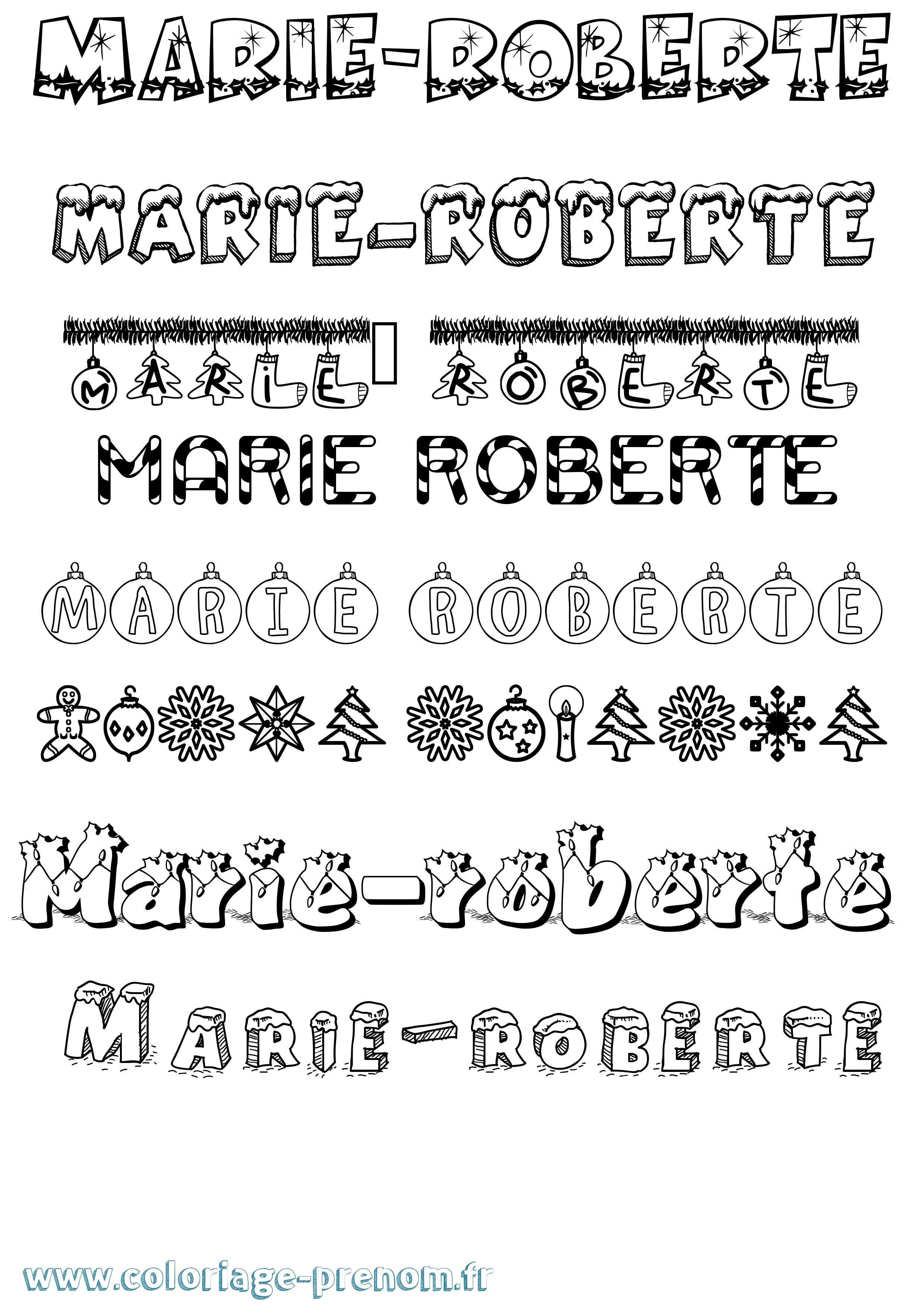 Coloriage Marie-Roberte Noël Coloriage prénom Marie-Roberte Noël