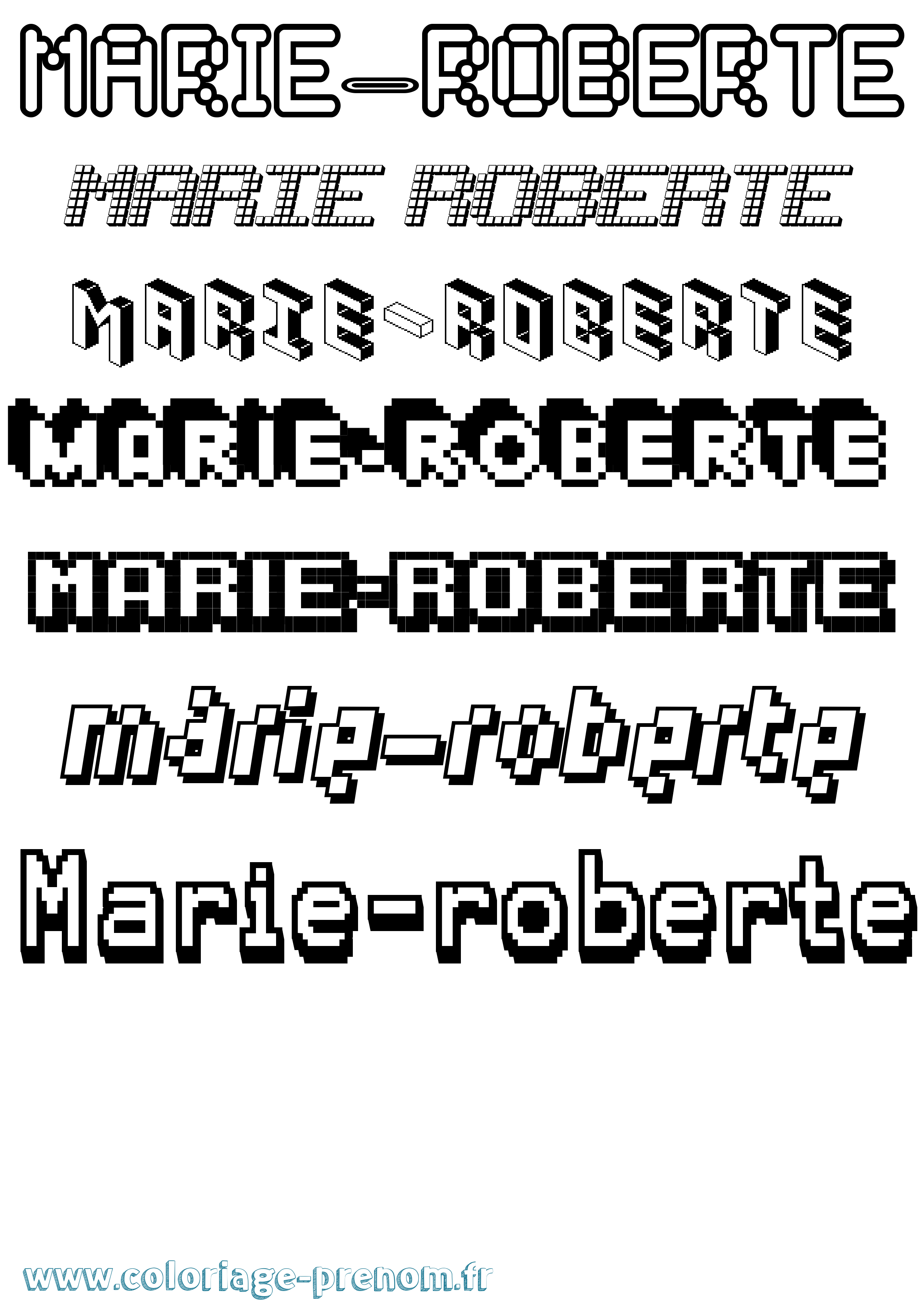 Coloriage Marie-Roberte Pixel Coloriage prénom Marie-Roberte Pixel