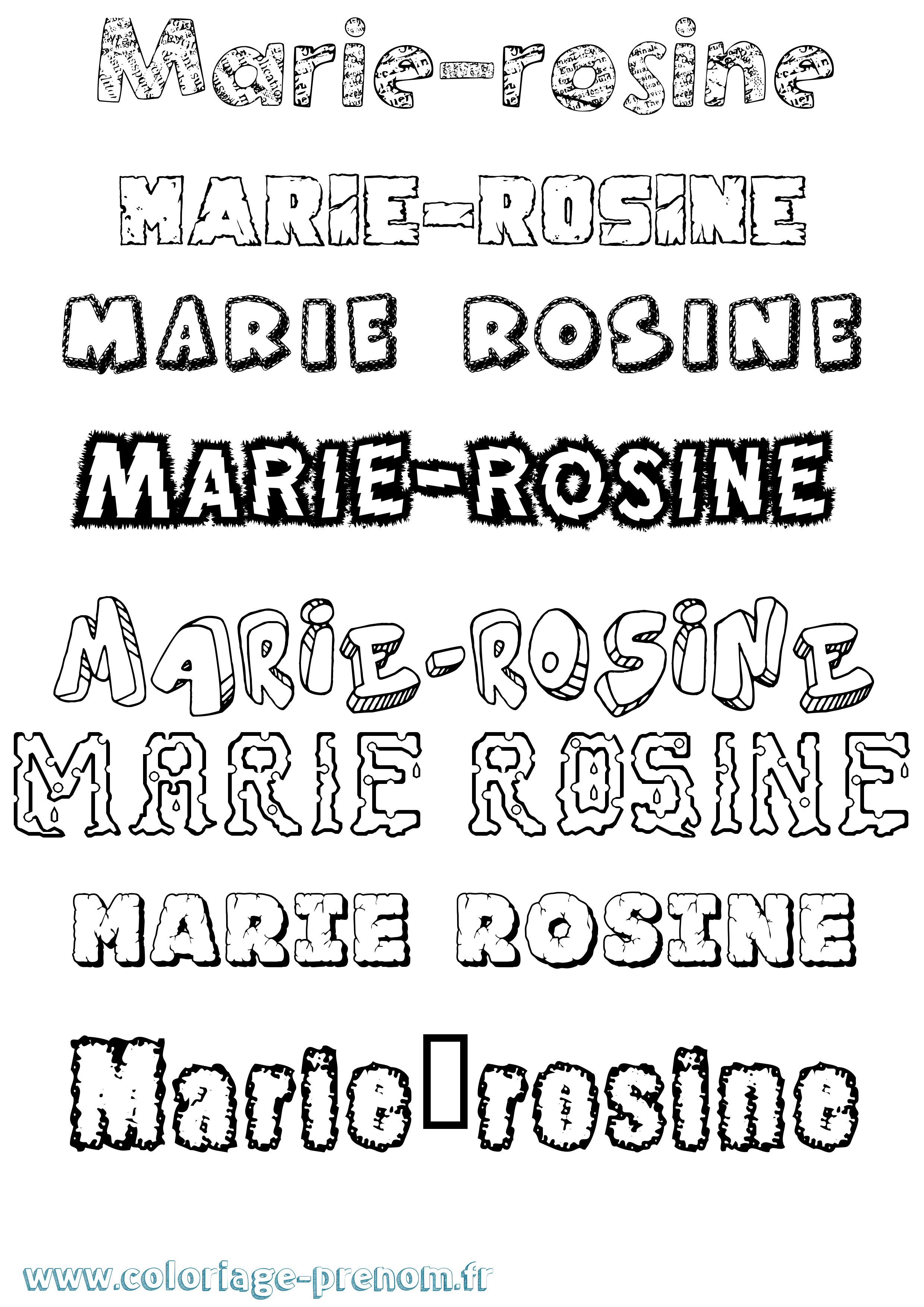 Coloriage Marie-Rosine Destructuré Coloriage prénom Marie-Rosine Destructuré