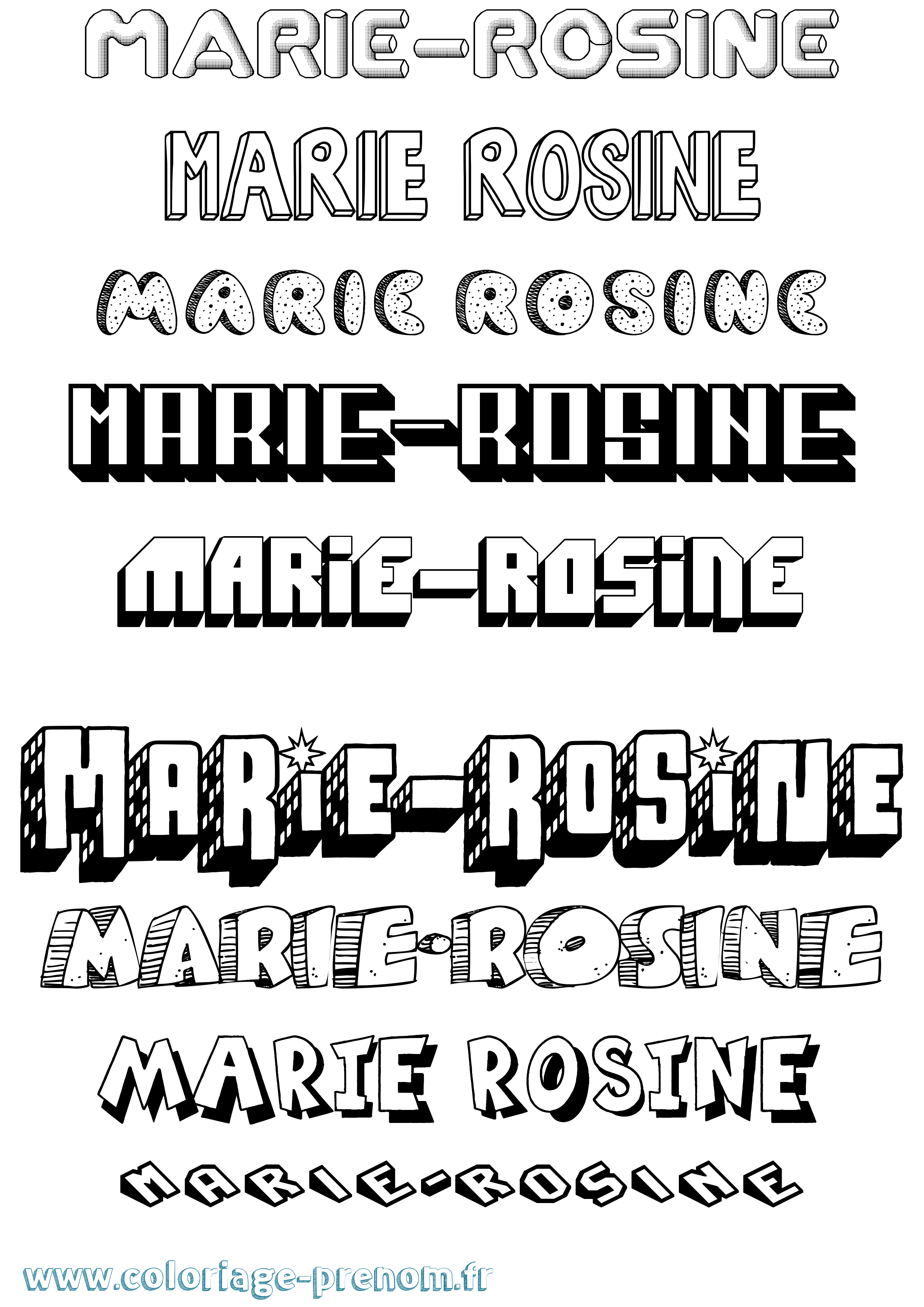 Coloriage Marie-Rosine Effet 3D Coloriage prénom Marie-Rosine Effet 3D