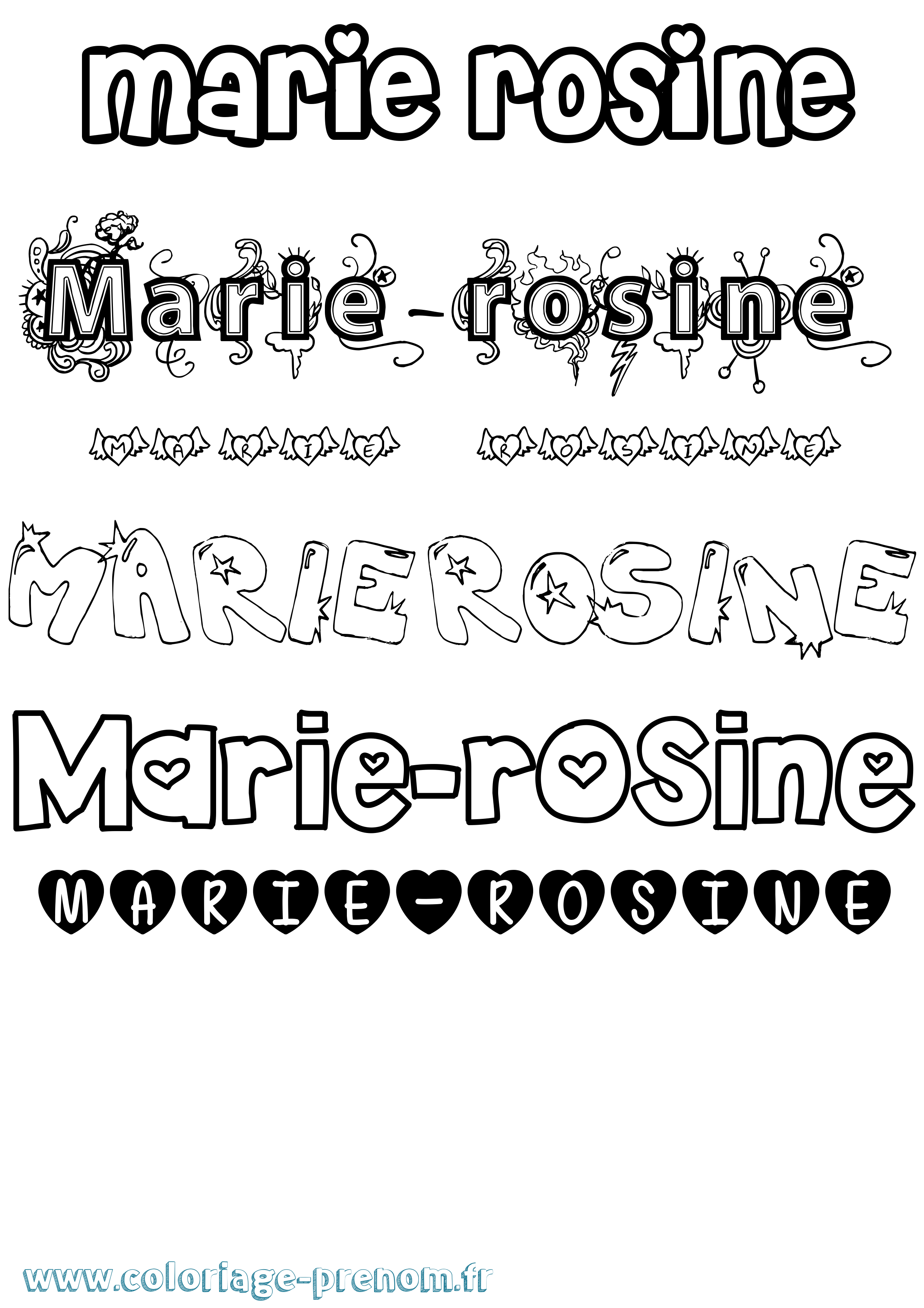 Coloriage Marie-Rosine Girly Coloriage prénom Marie-Rosine Girly