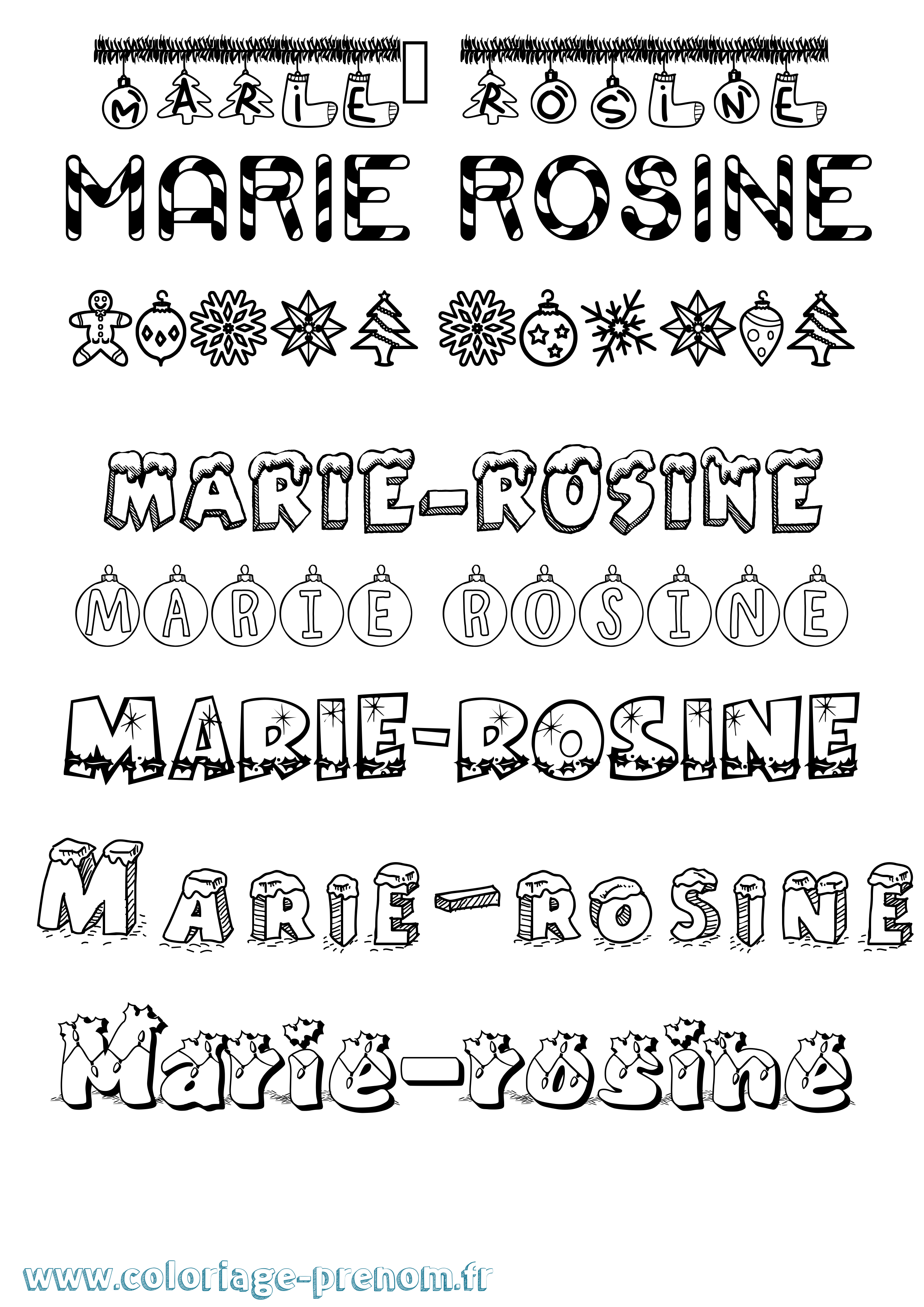 Coloriage Marie-Rosine Noël Coloriage prénom Marie-Rosine Noël