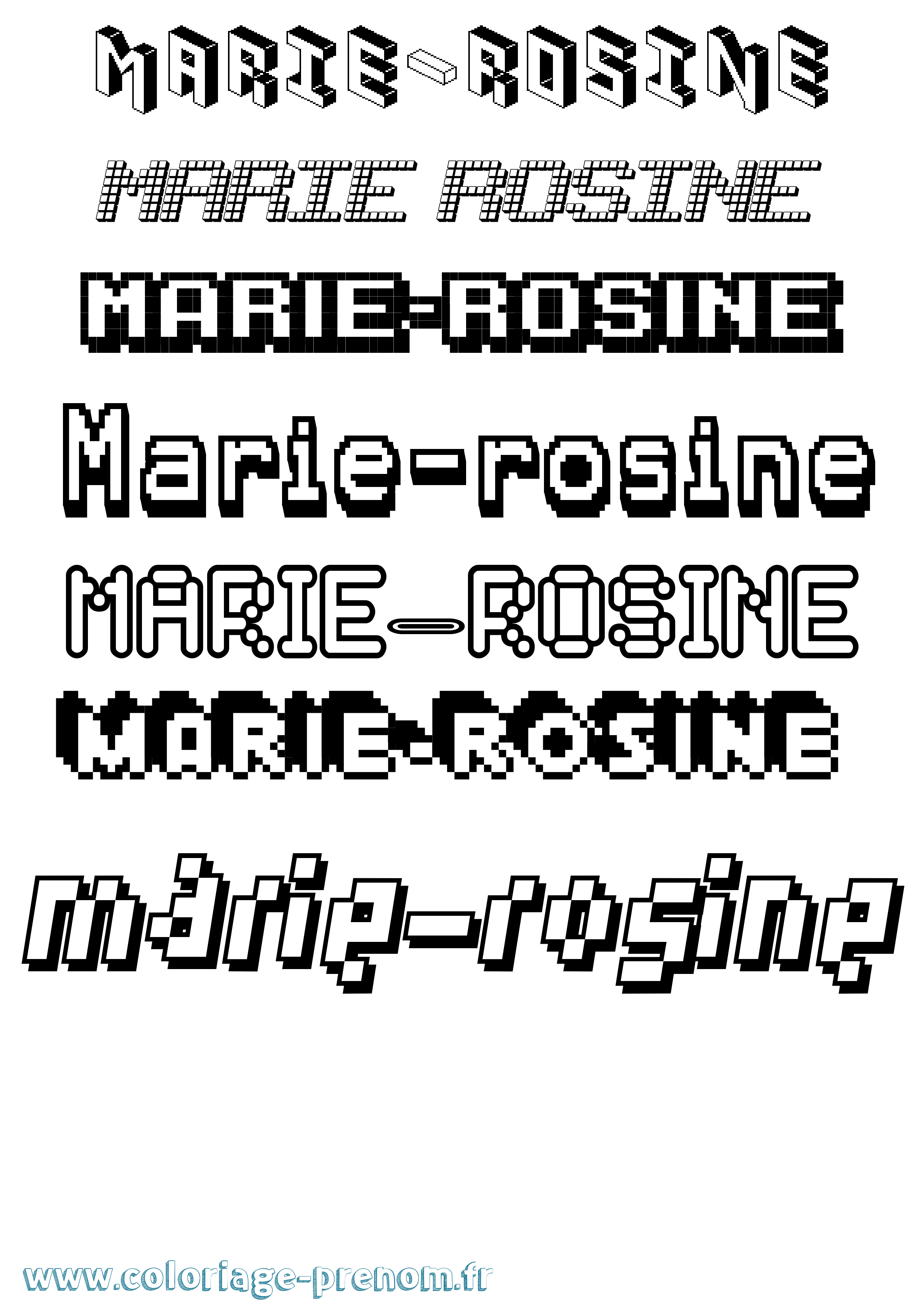 Coloriage Marie-Rosine Pixel Coloriage prénom Marie-Rosine Pixel
