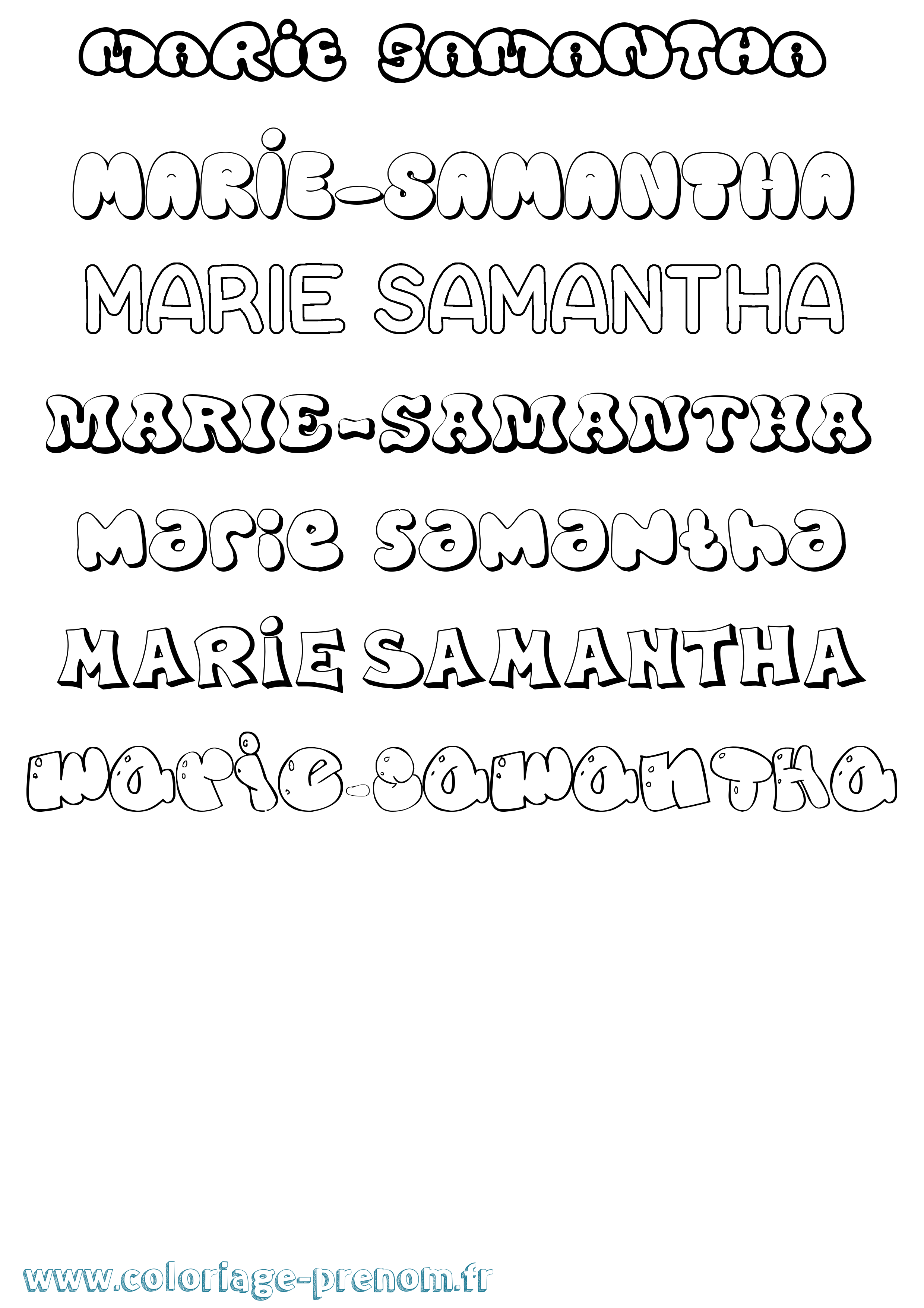 Coloriage Marie-Samantha Bubble Coloriage prénom Marie-Samantha Bubble