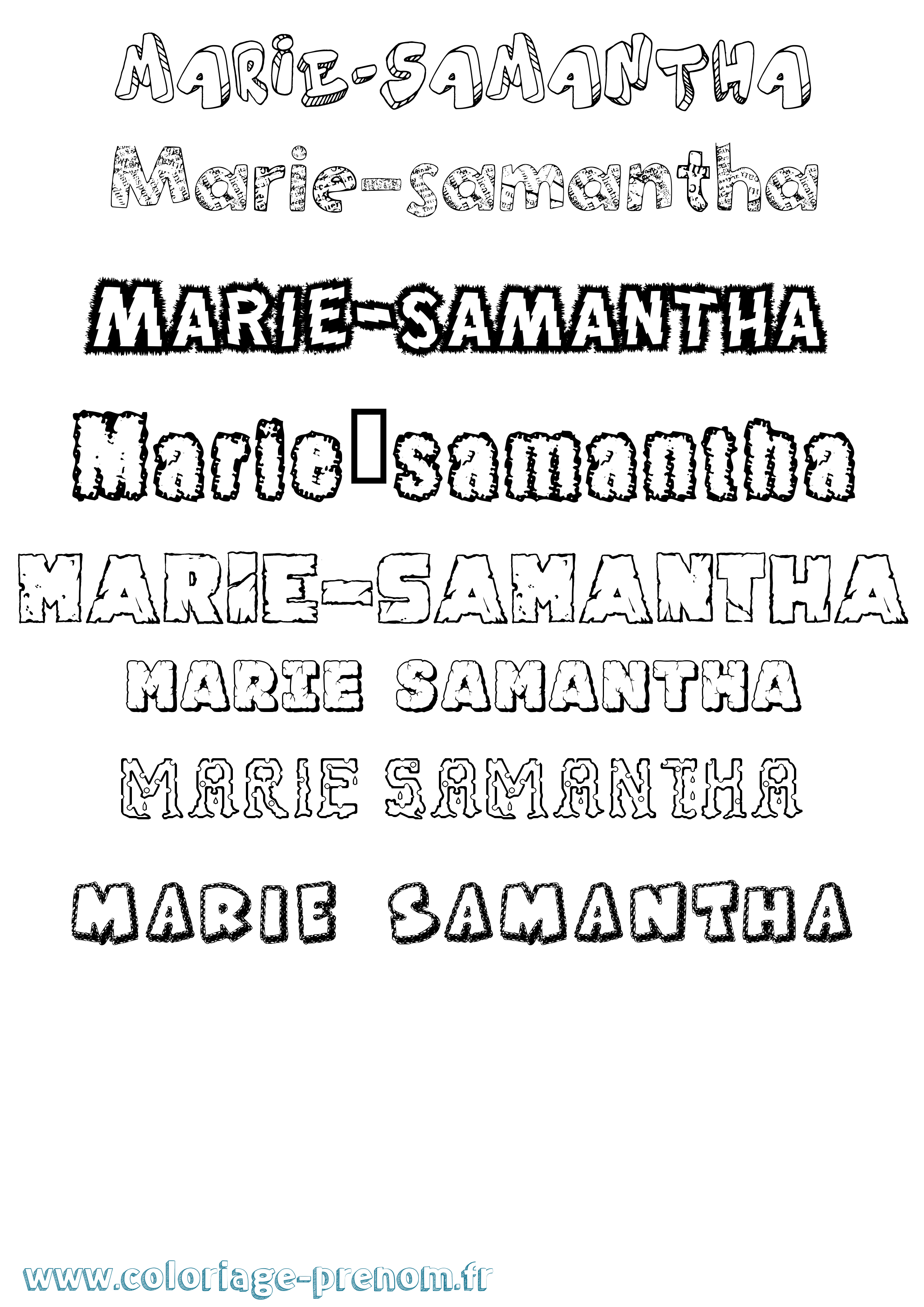 Coloriage Marie-Samantha Destructuré Coloriage prénom Marie-Samantha Destructuré