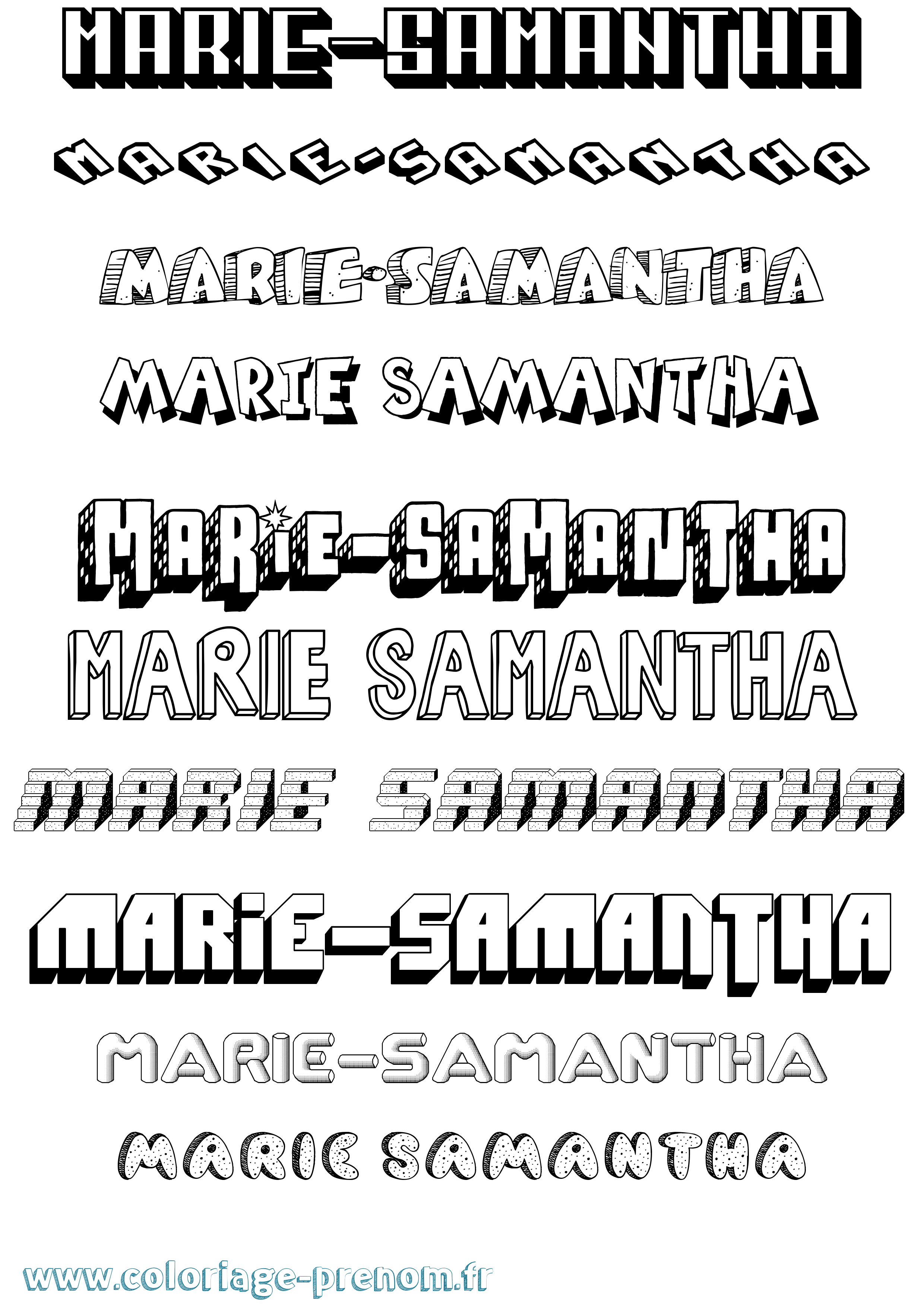 Coloriage Marie-Samantha Effet 3D Coloriage prénom Marie-Samantha Effet 3D