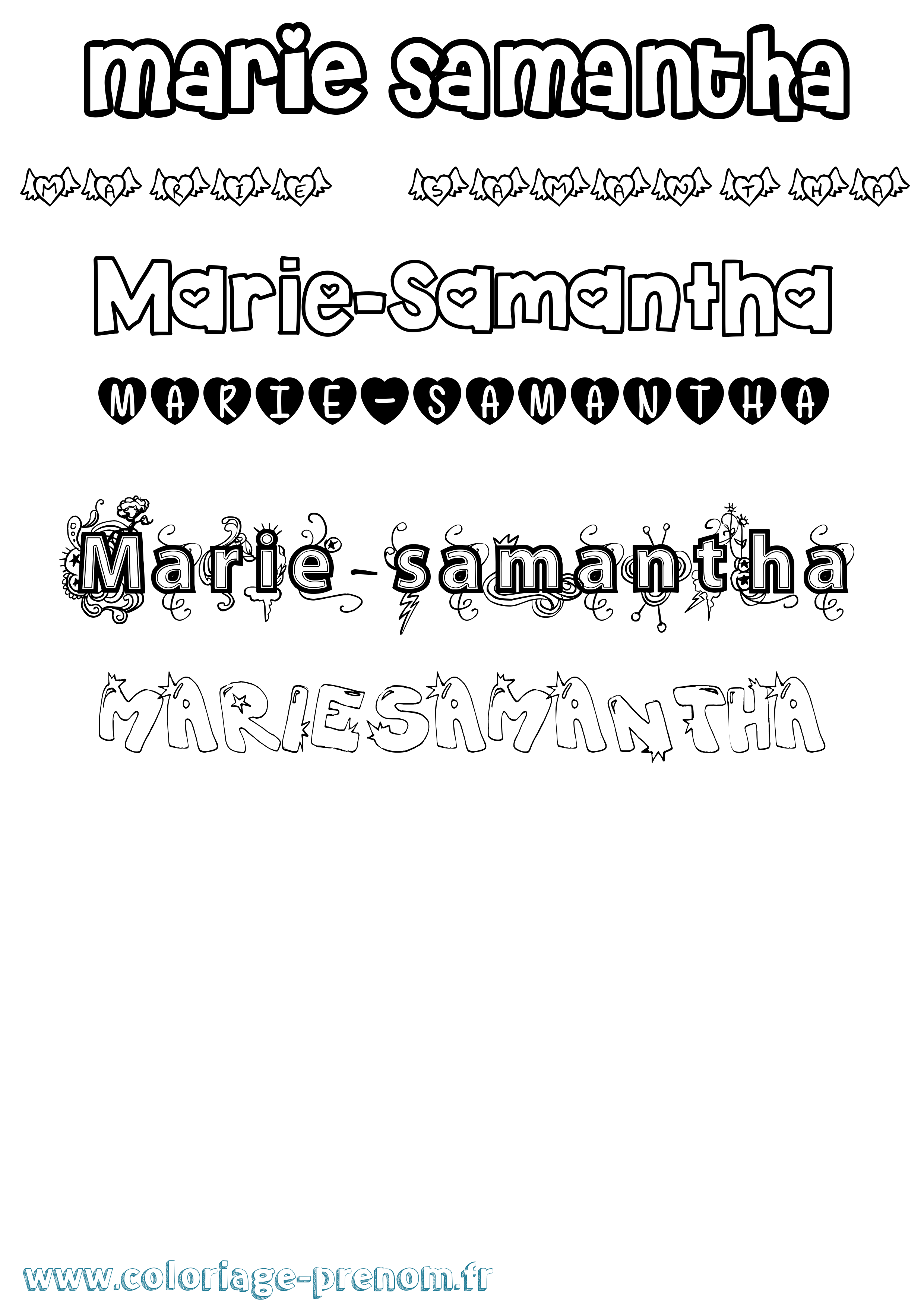 Coloriage Marie-Samantha Girly Coloriage prénom Marie-Samantha Girly