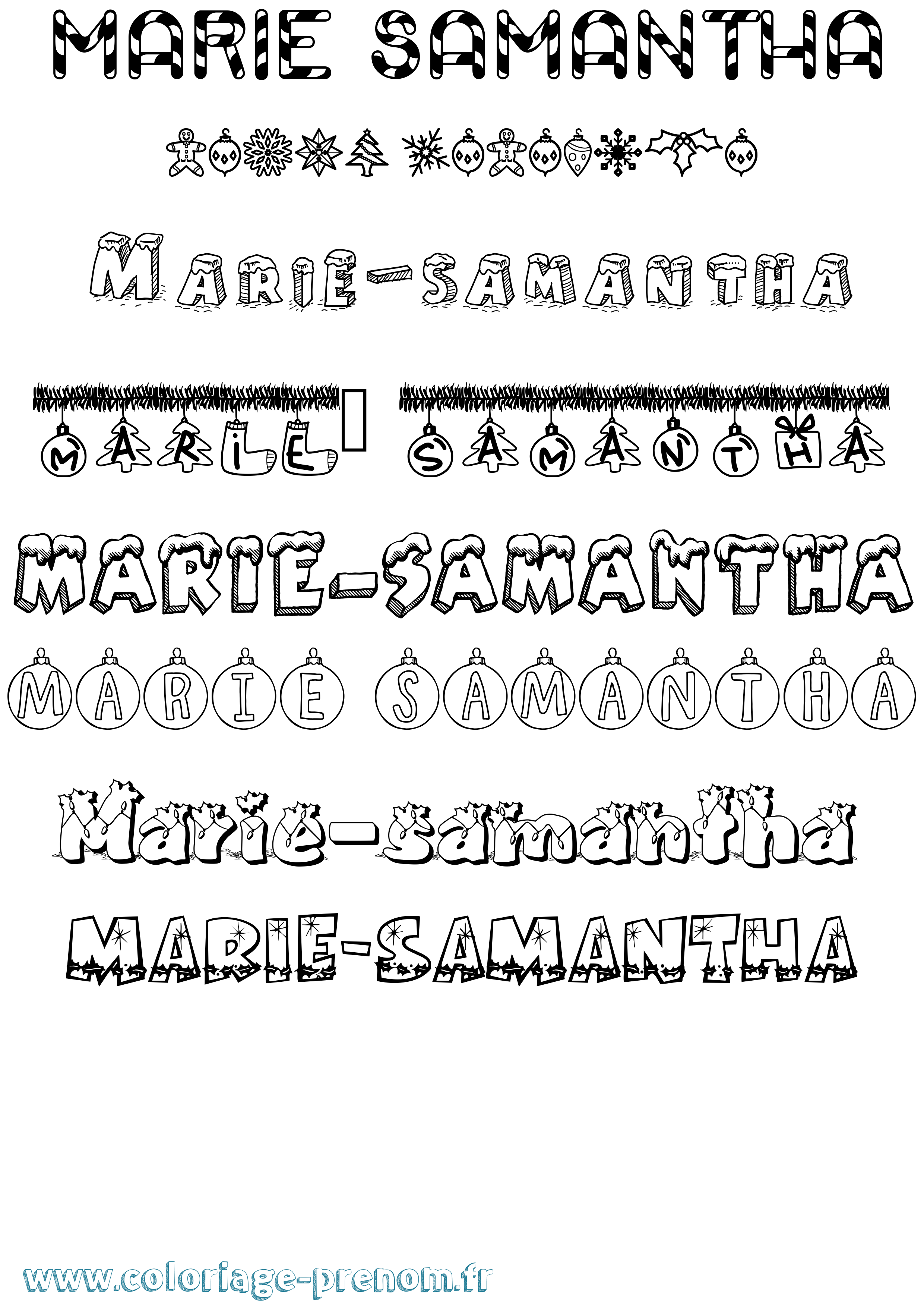 Coloriage Marie-Samantha Noël Coloriage prénom Marie-Samantha Noël