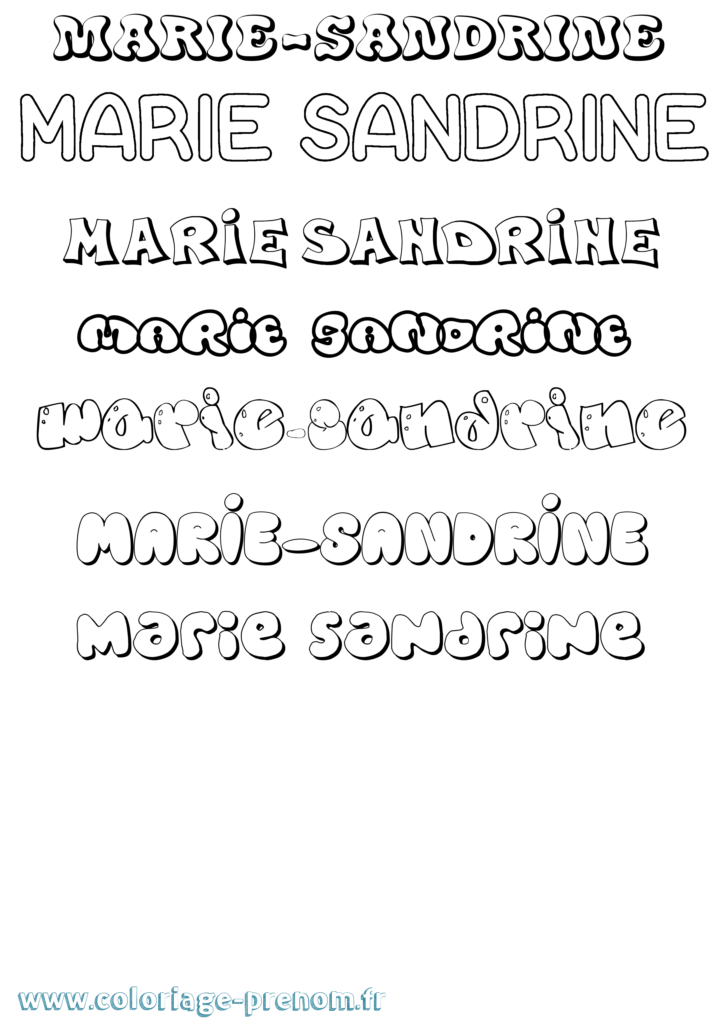 Coloriage Marie-Sandrine Bubble Coloriage prénom Marie-Sandrine Bubble