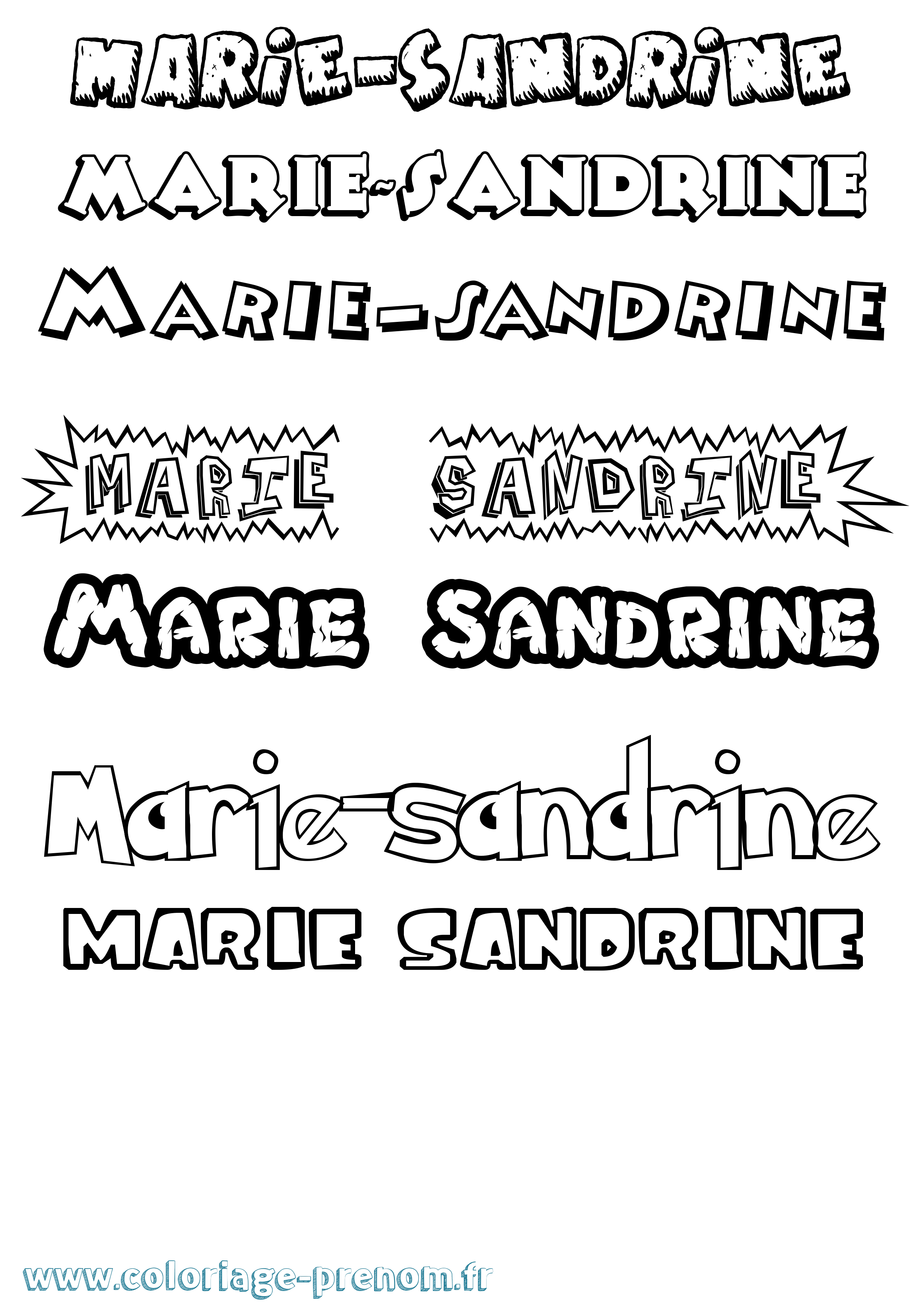 Coloriage Marie-Sandrine Dessin Animé Coloriage prénom Marie-Sandrine Dessin Animé