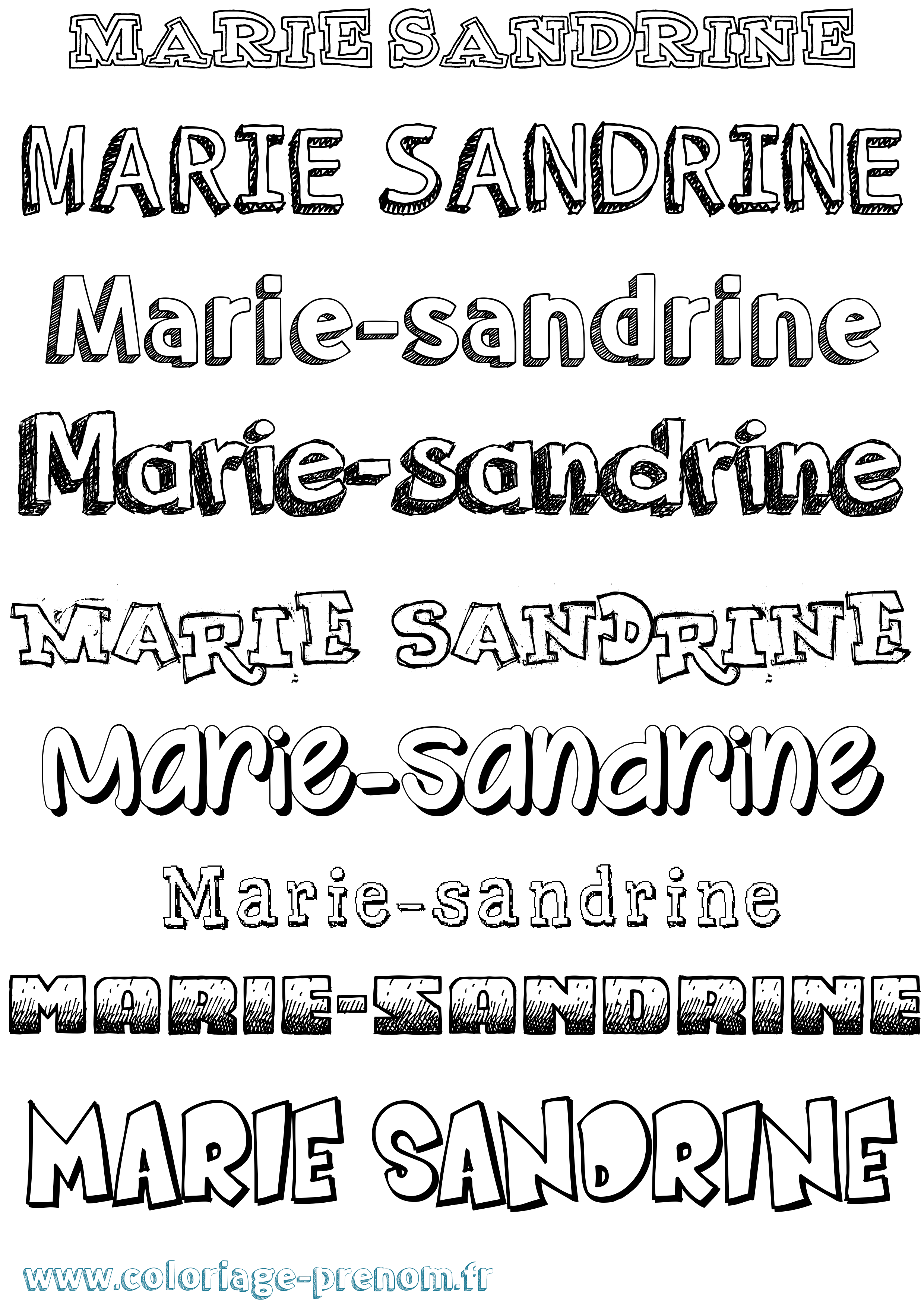 Coloriage Marie-Sandrine Dessiné Coloriage prénom Marie-Sandrine Dessiné