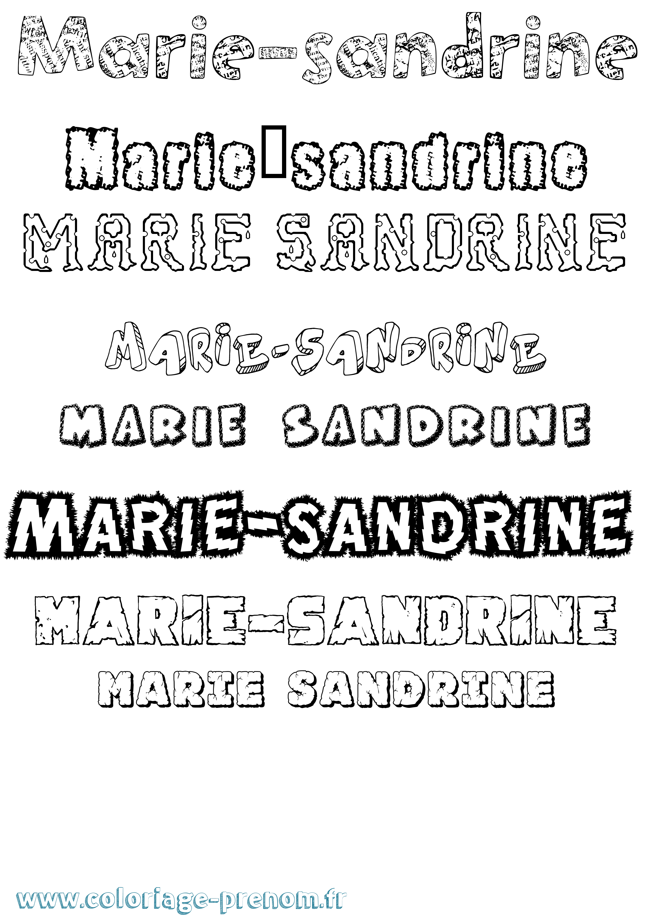 Coloriage Marie-Sandrine Destructuré Coloriage prénom Marie-Sandrine Destructuré
