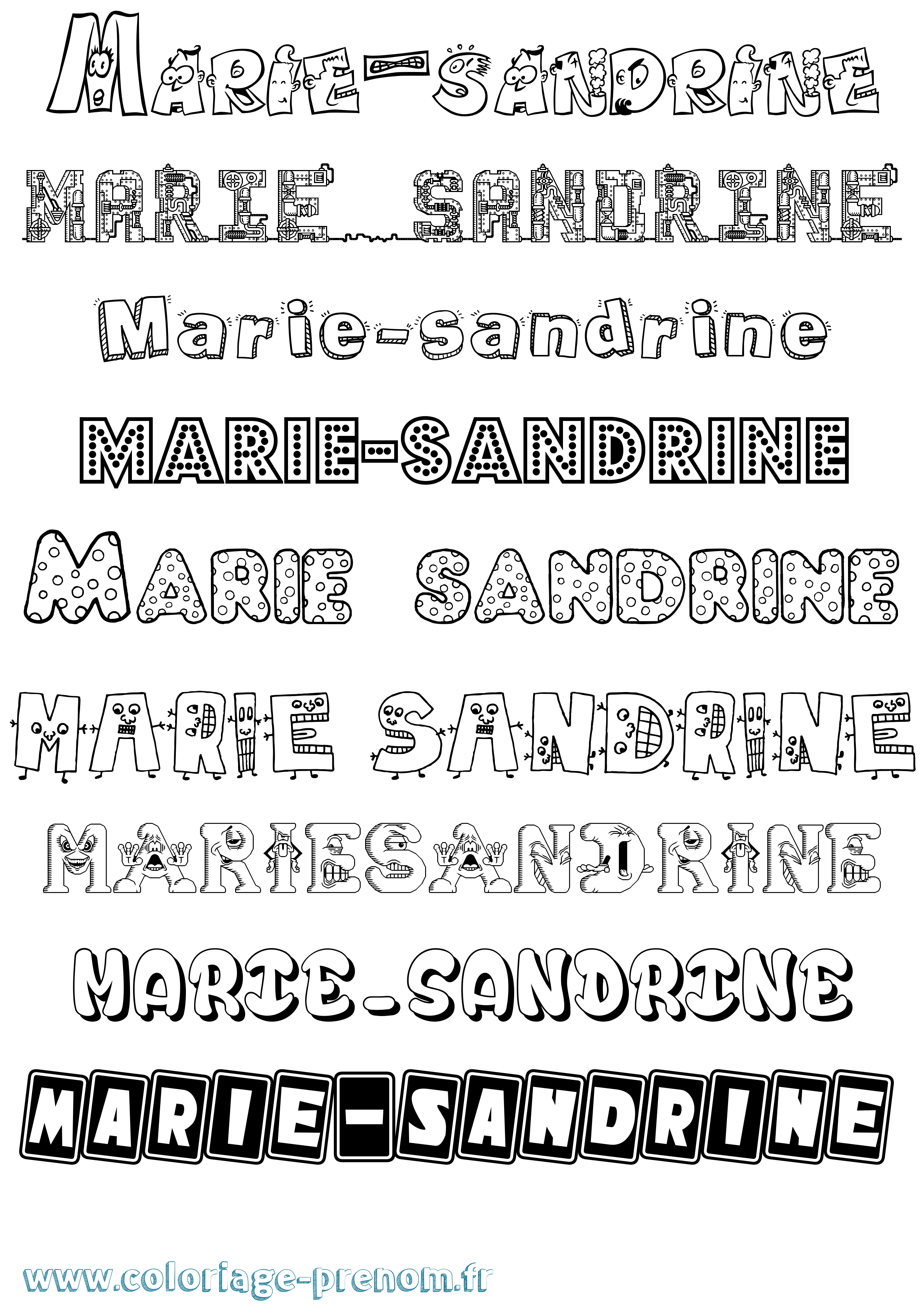 Coloriage Marie-Sandrine Fun Coloriage prénom Marie-Sandrine Fun