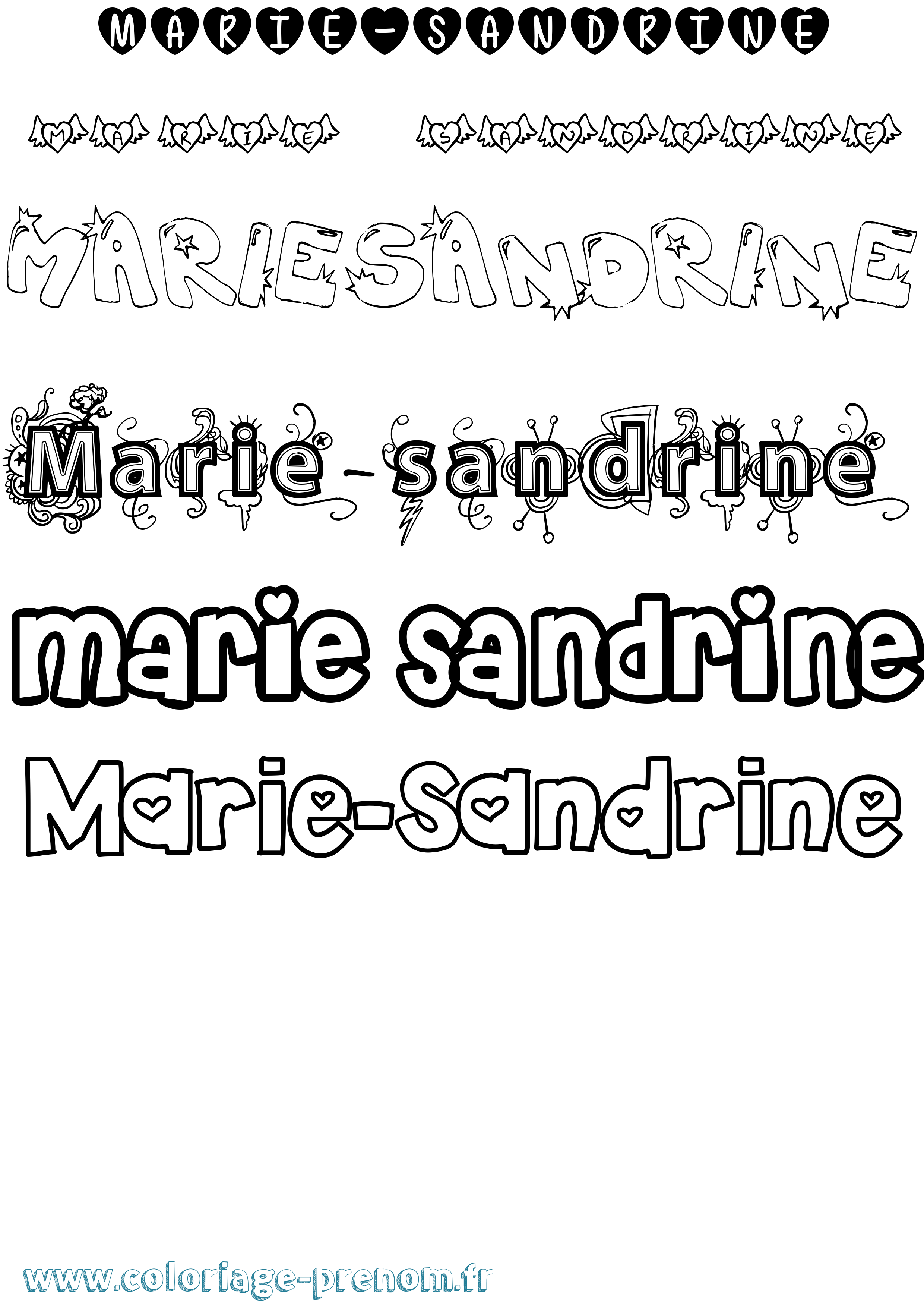 Coloriage Marie-Sandrine Girly Coloriage prénom Marie-Sandrine Girly