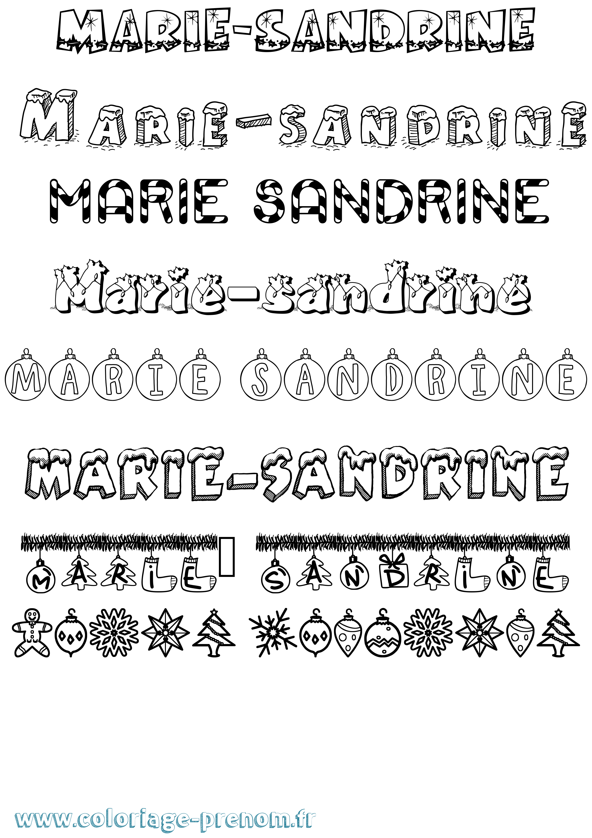 Coloriage Marie-Sandrine Noël Coloriage prénom Marie-Sandrine Noël