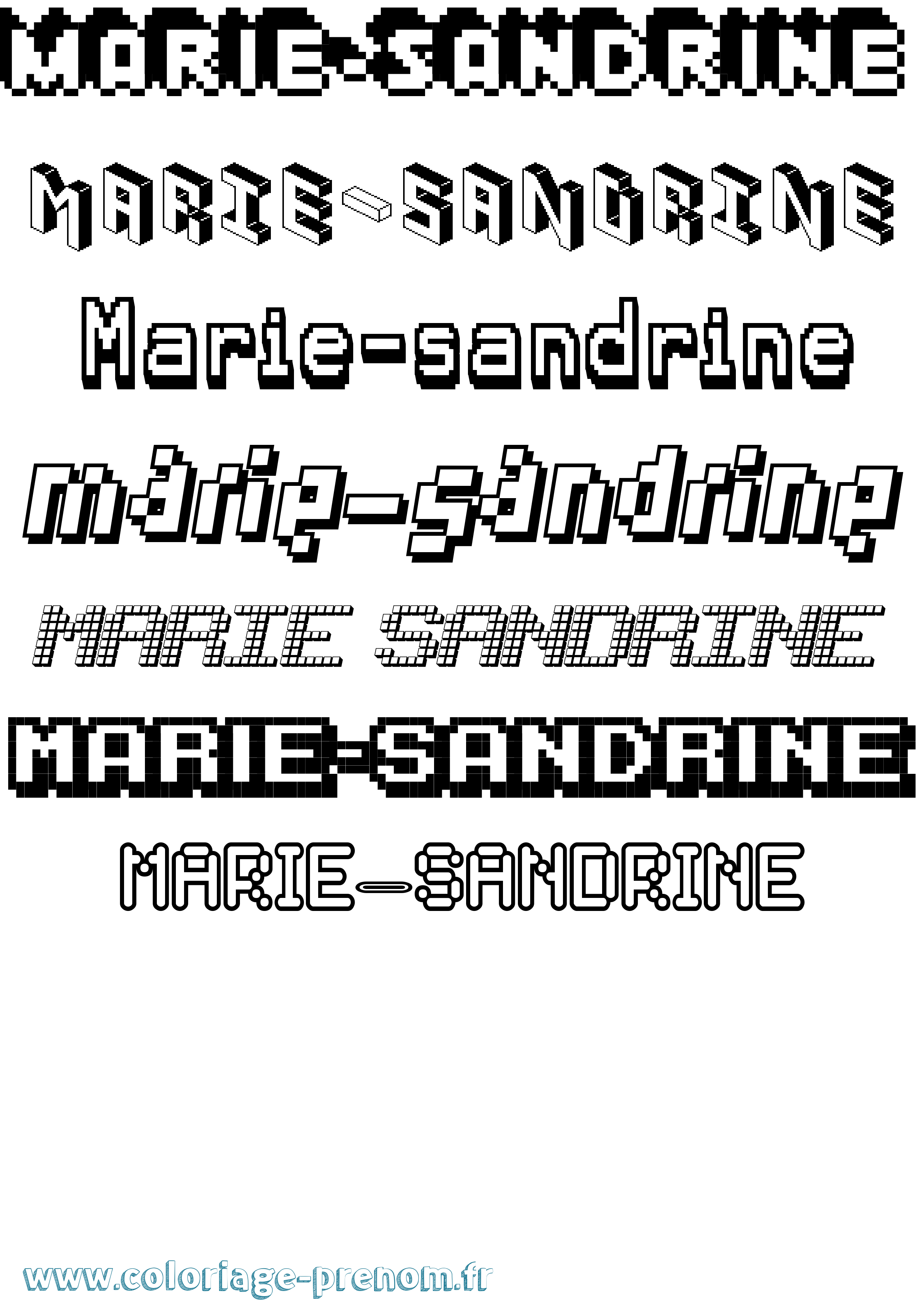 Coloriage Marie-Sandrine Pixel Coloriage prénom Marie-Sandrine Pixel