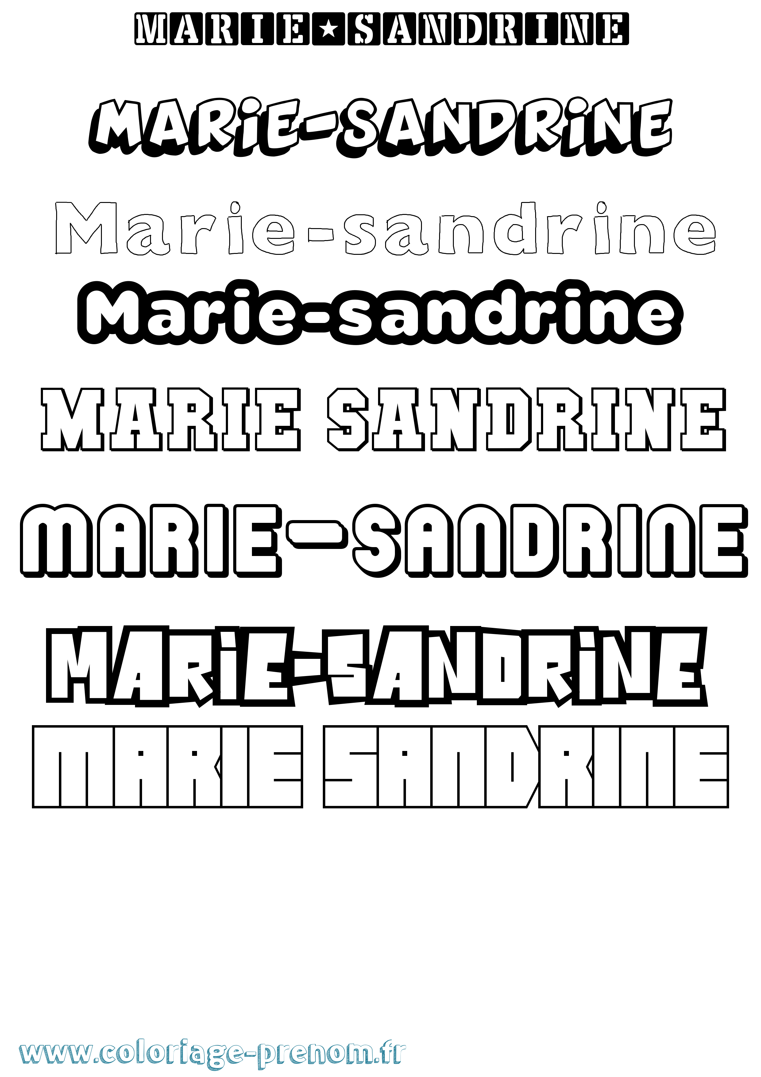 Coloriage Marie-Sandrine Simple Coloriage prénom Marie-Sandrine Simple