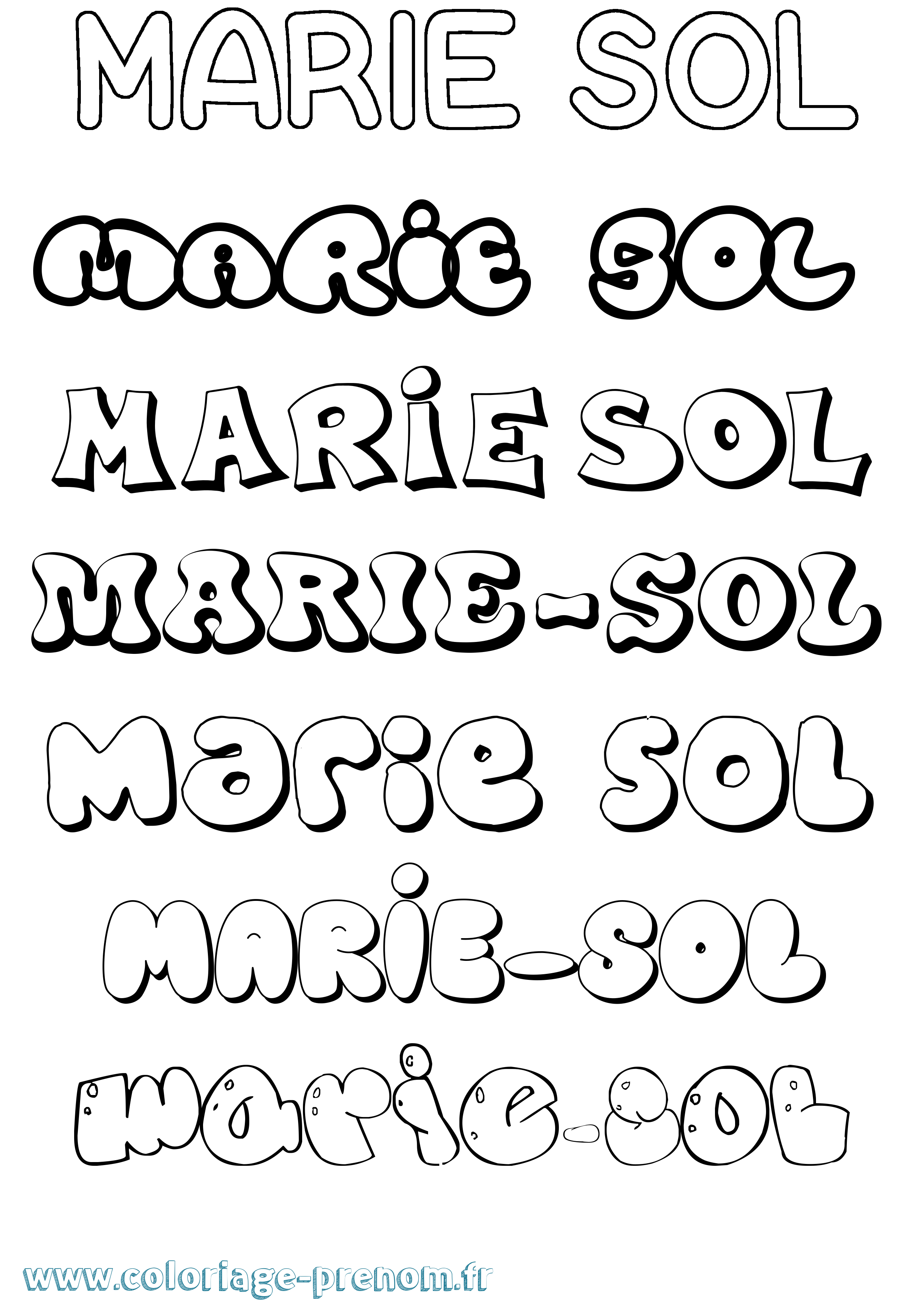 Coloriage Marie-Sol Bubble Coloriage prénom Marie-Sol Bubble