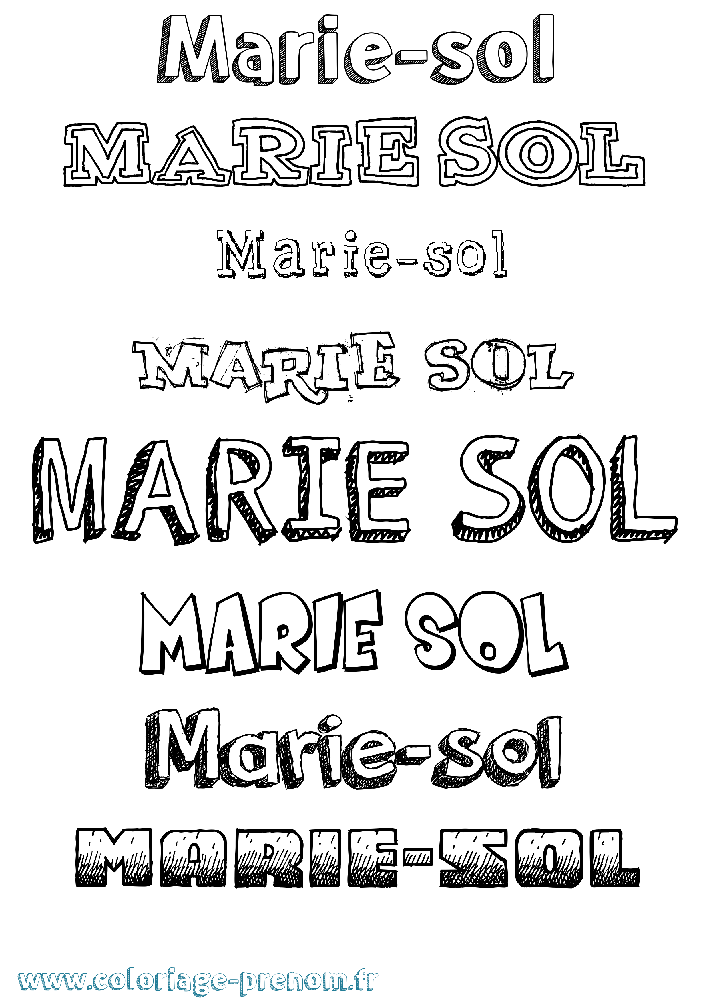 Coloriage Marie-Sol Dessiné Coloriage prénom Marie-Sol Dessiné